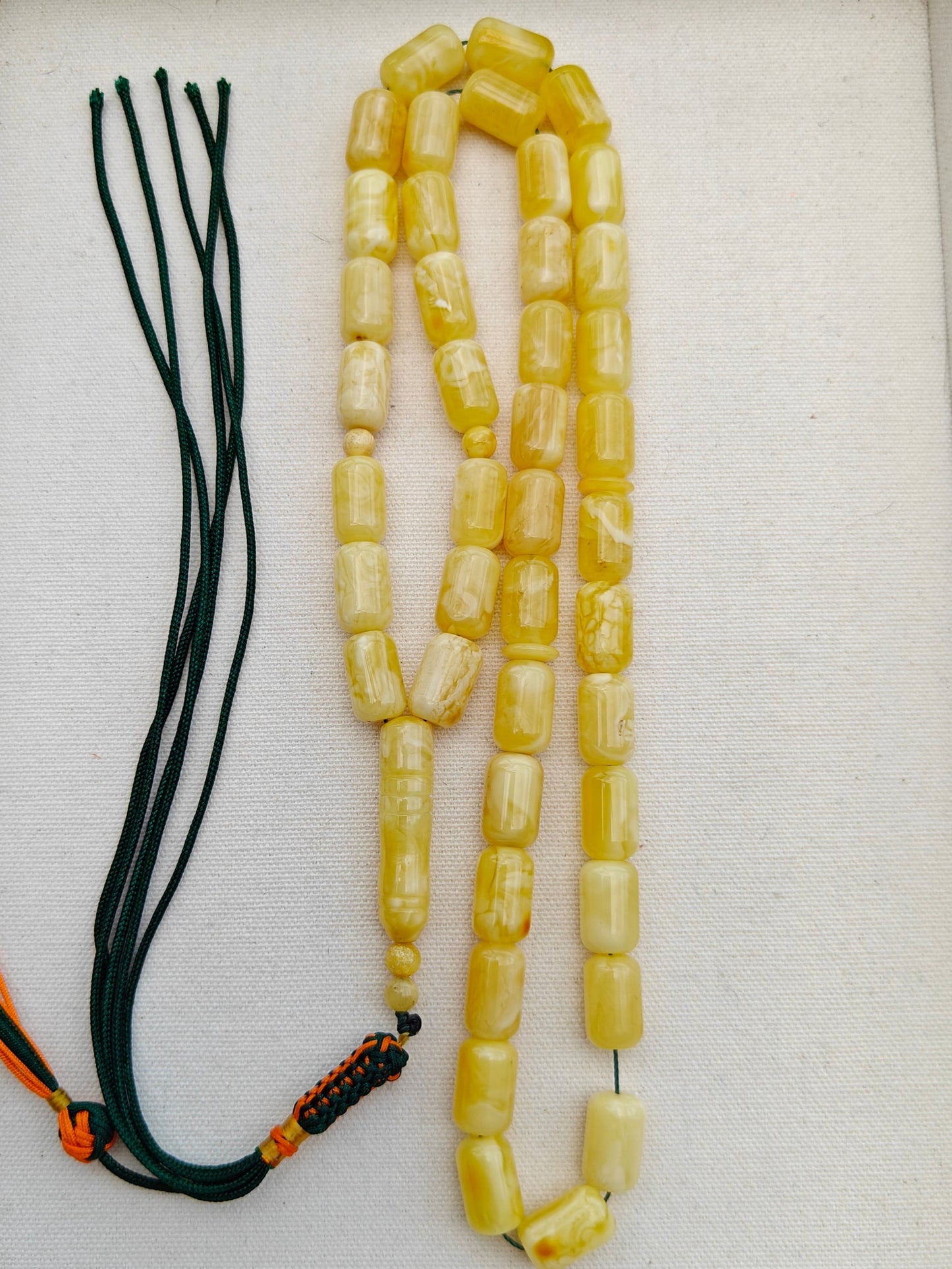 Natural Tiger Barrel Shape Amber Rosary 42 Beads