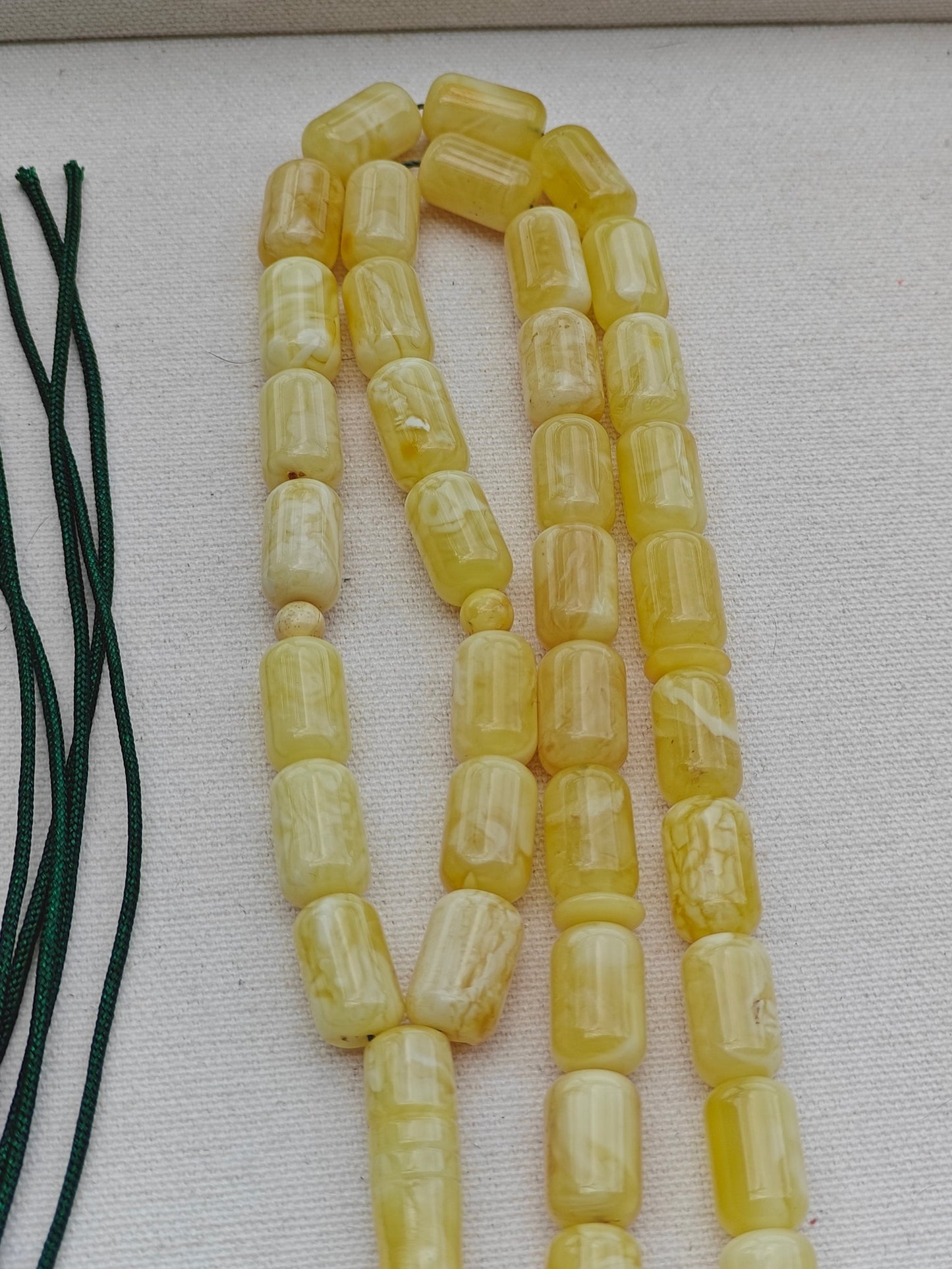 Natural Tiger Barrel Shape Amber Rosary 42 Beads