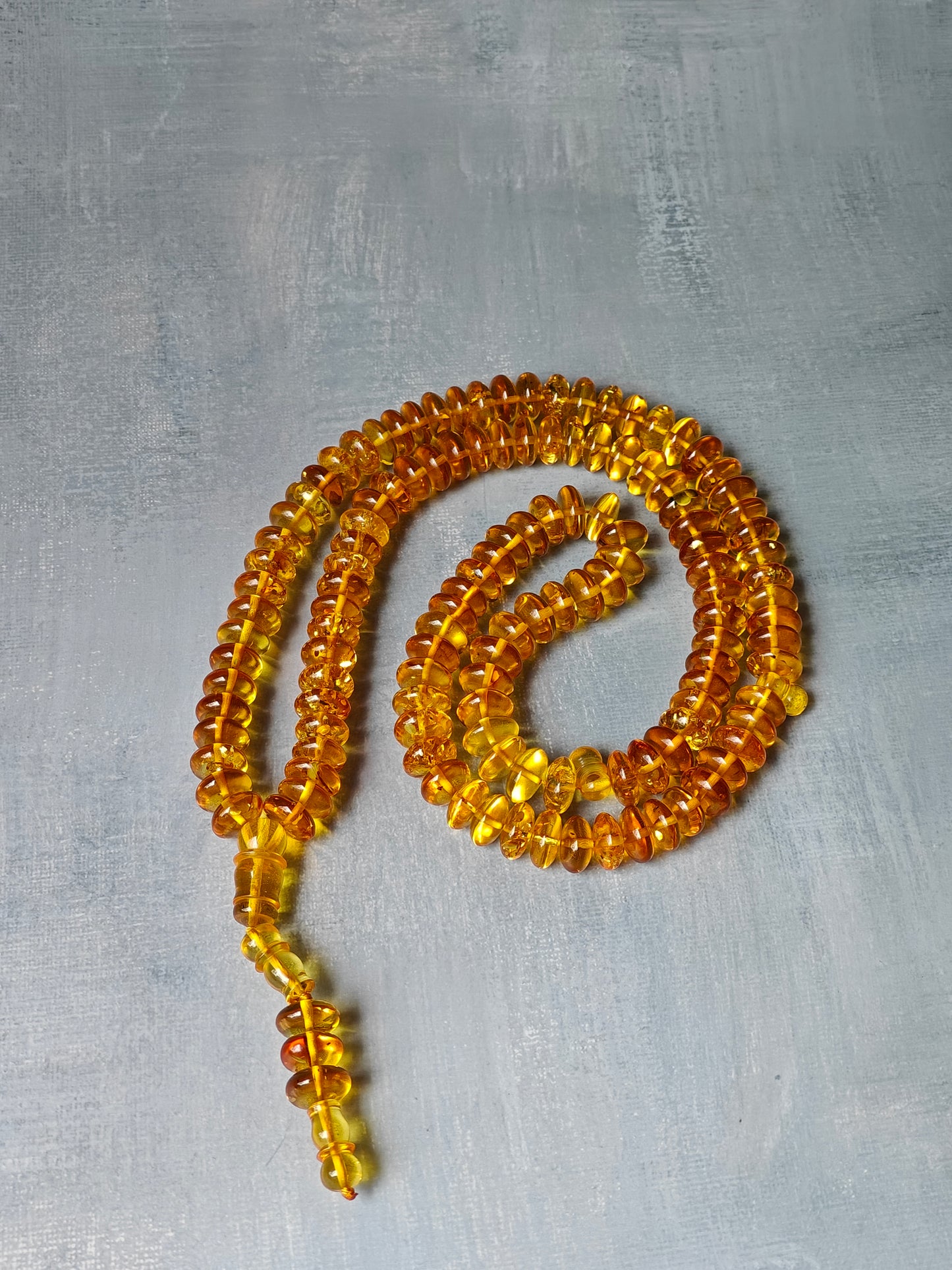 Donut Shape Natural Citron Amber Misbaha 128 Beads