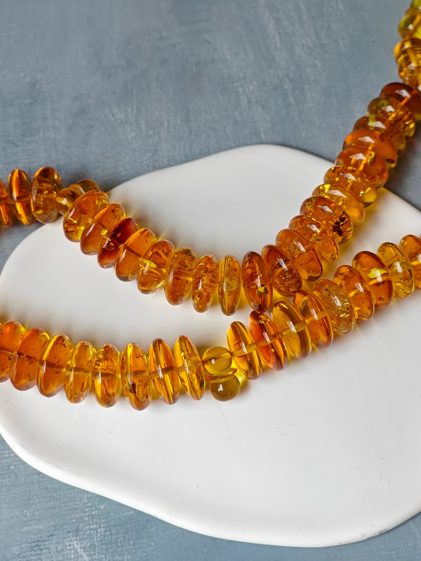 Natural Citron Amber Donut Shape Rosary 60 Beads