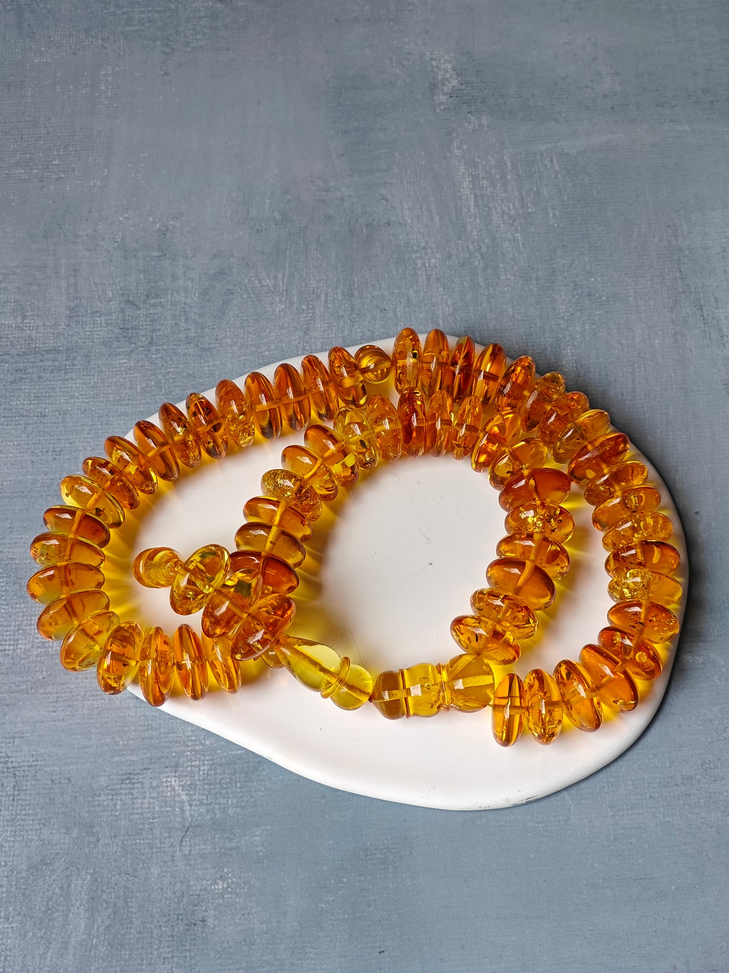Natural Citron Amber Donut Shape Rosary 60 Beads