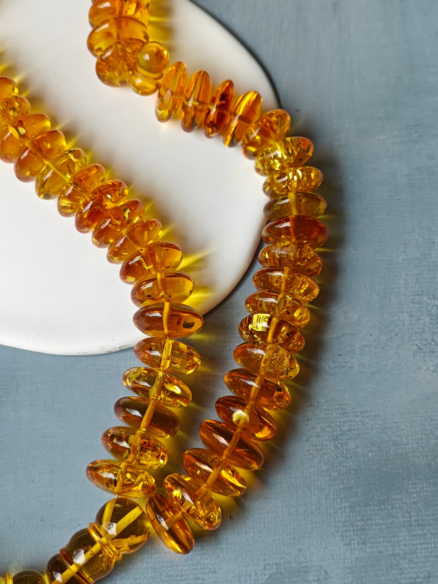 Natural Citron Amber Donut Shape Rosary 60 Beads