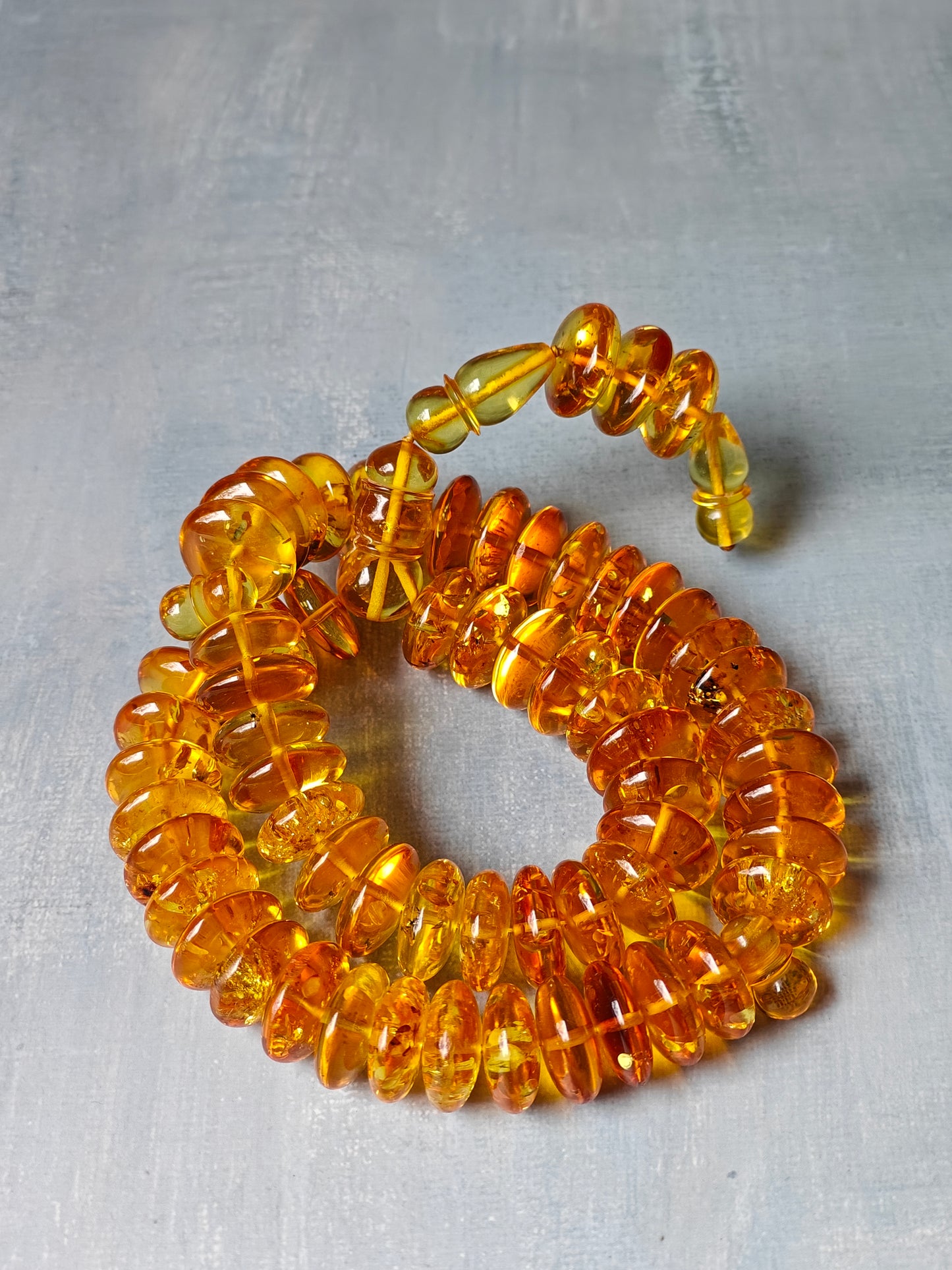 Natural Citron Amber Donut Shape Rosary 60 Beads