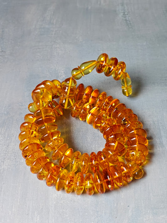 Natural Citron Amber Donut Shape Rosary 60 Beads