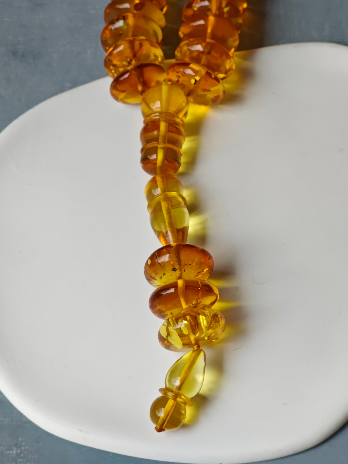 Natural Citron Amber Donut Shape Rosary 60 Beads