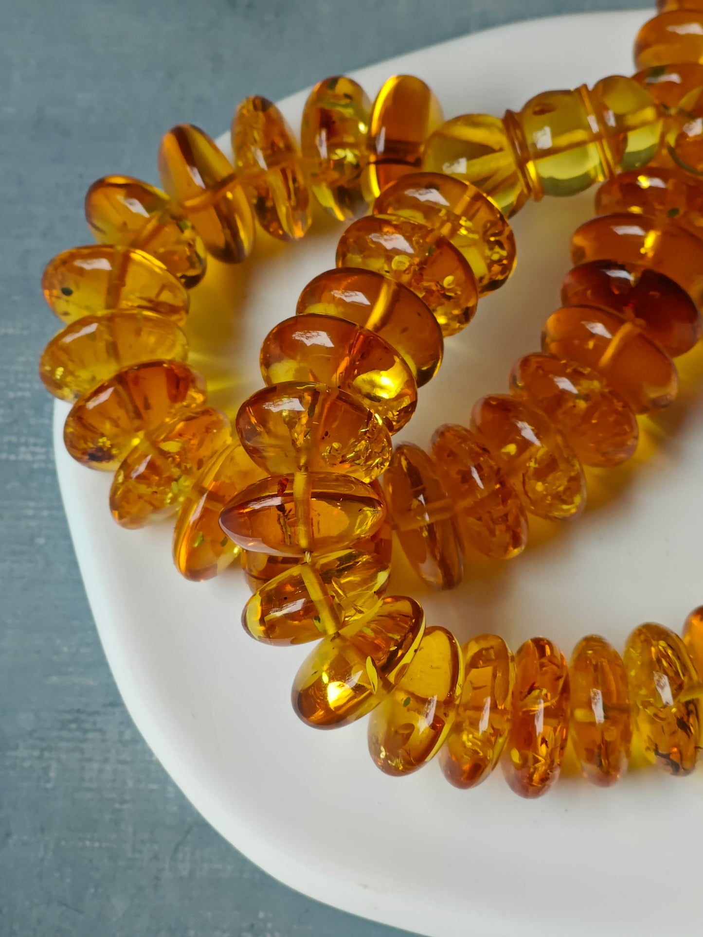 Natural Citron Amber Donut Shape Rosary 60 Beads