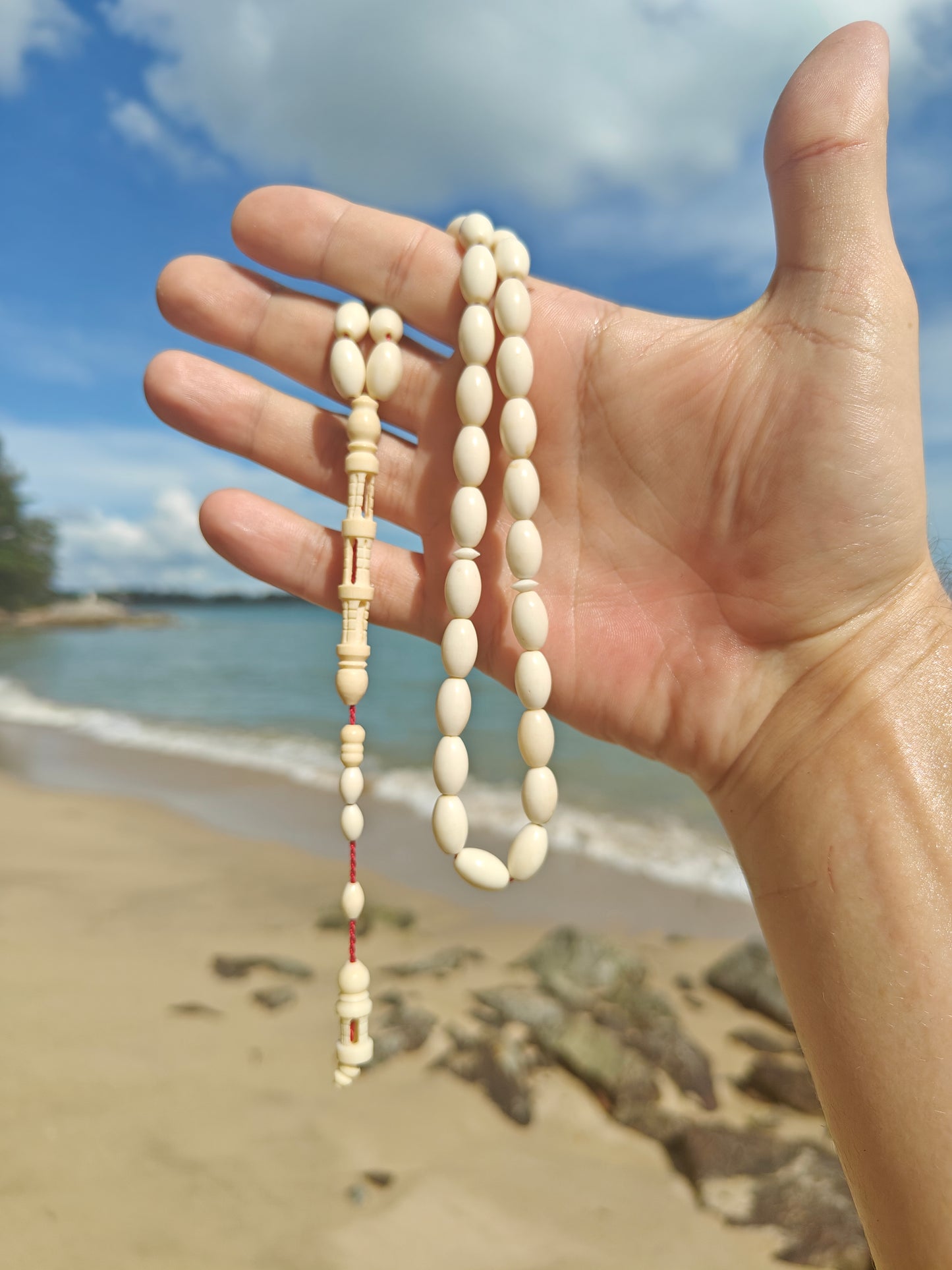 Natural Olive Shape Camel Bone Tasbih 33 Beads