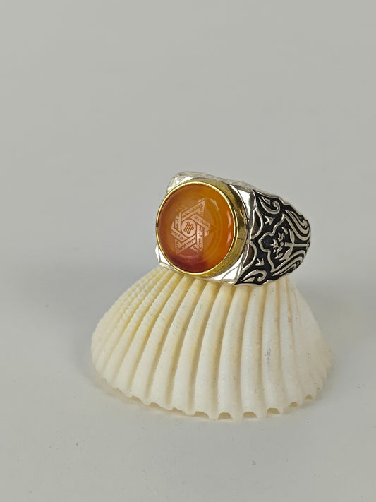 Natural Yemeni Agate Ring in Silver 925