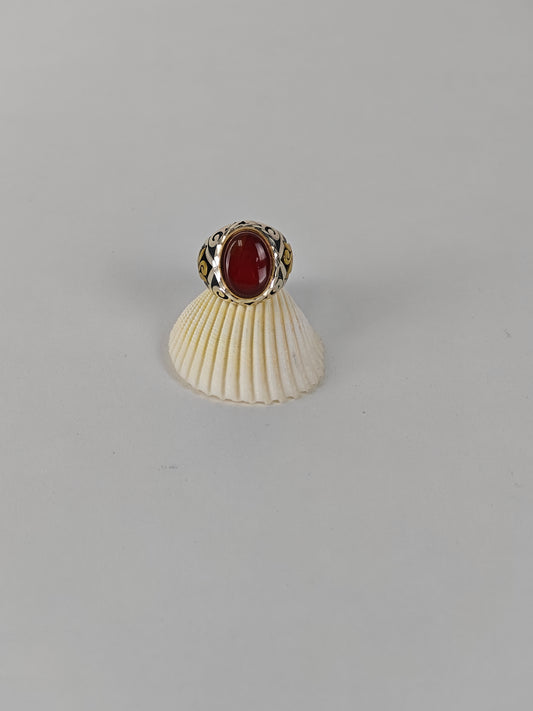 Natural Yemeni Agate Ring in Silver 925