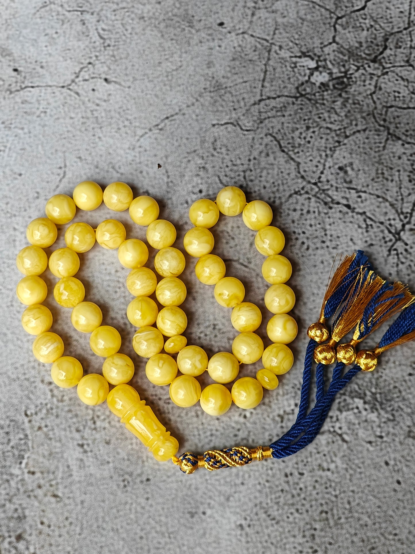 Butterscotch Tiger Natural Amber Rosary 45 Beads 13.5 mm