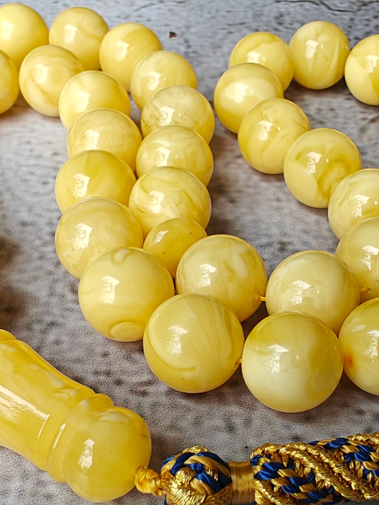 Butterscotch Tiger Natural Amber Rosary 45 Beads 13.5 mm