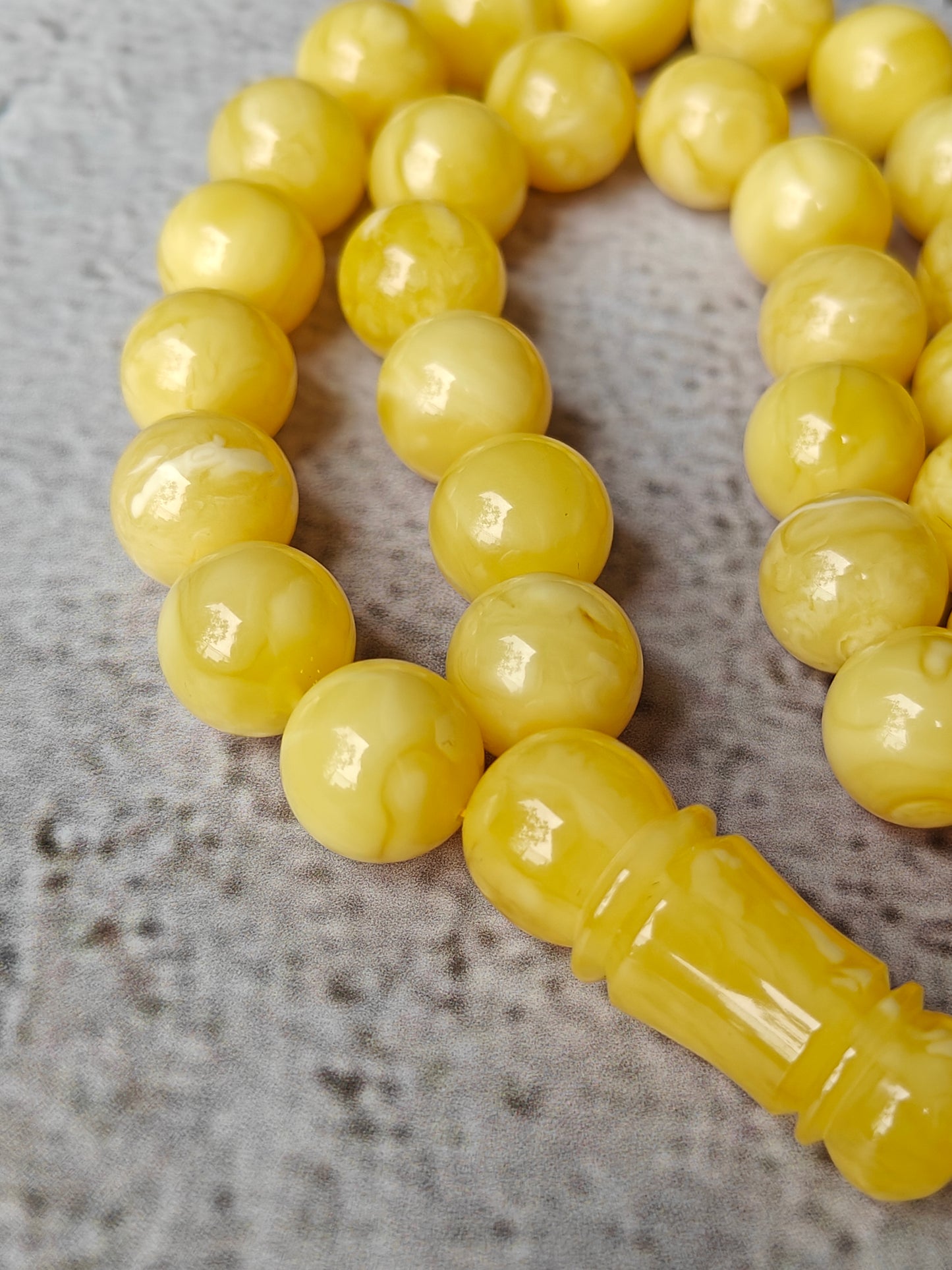 Butterscotch Tiger Natural Amber Rosary 45 Beads 13.5 mm
