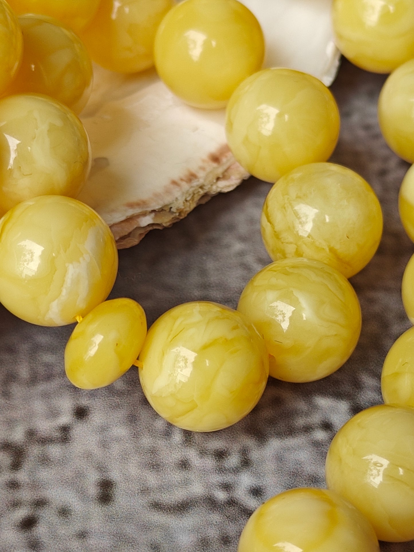 Butterscotch Tiger Natural Amber Rosary 45 Beads 13.5 mm