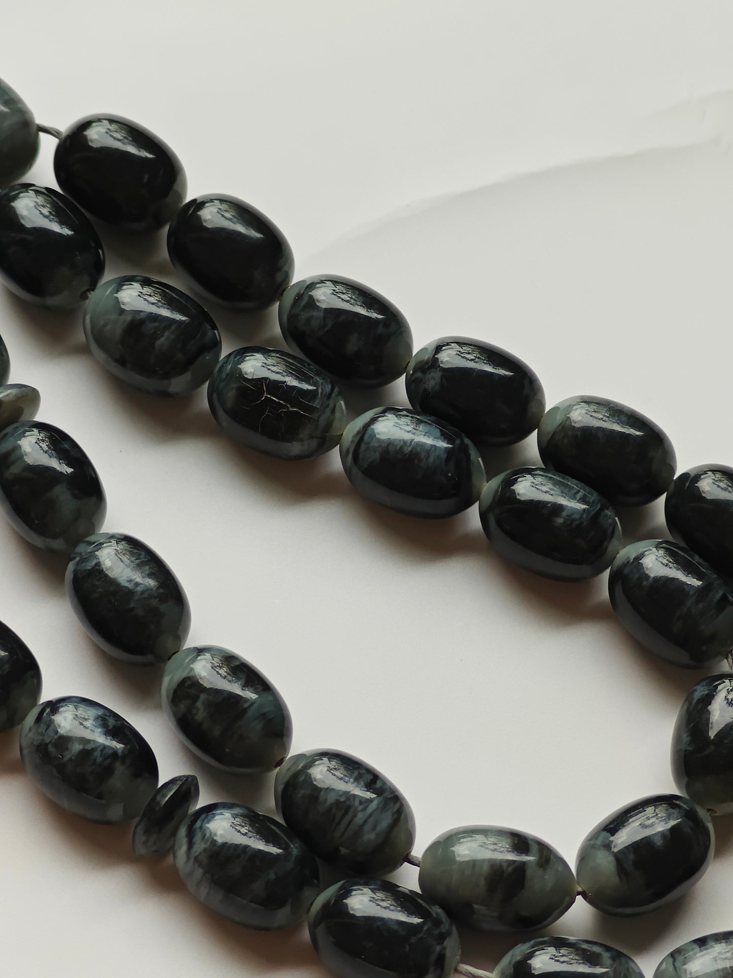 French Galalith in Storm Pattern Tasbih 37 Beads Barrel Shape