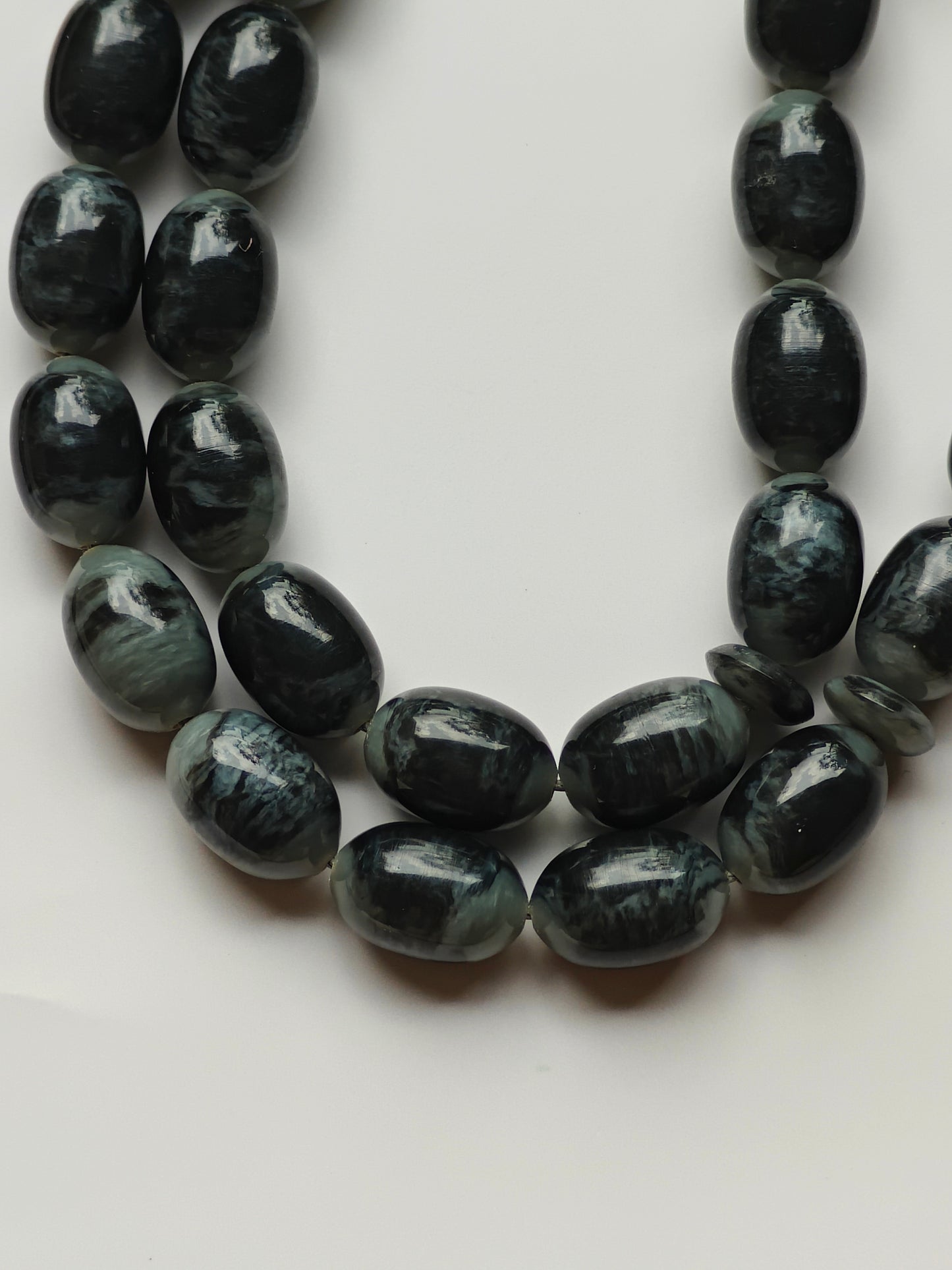 French Galalith in Storm Pattern Tasbih 37 Beads Barrel Shape