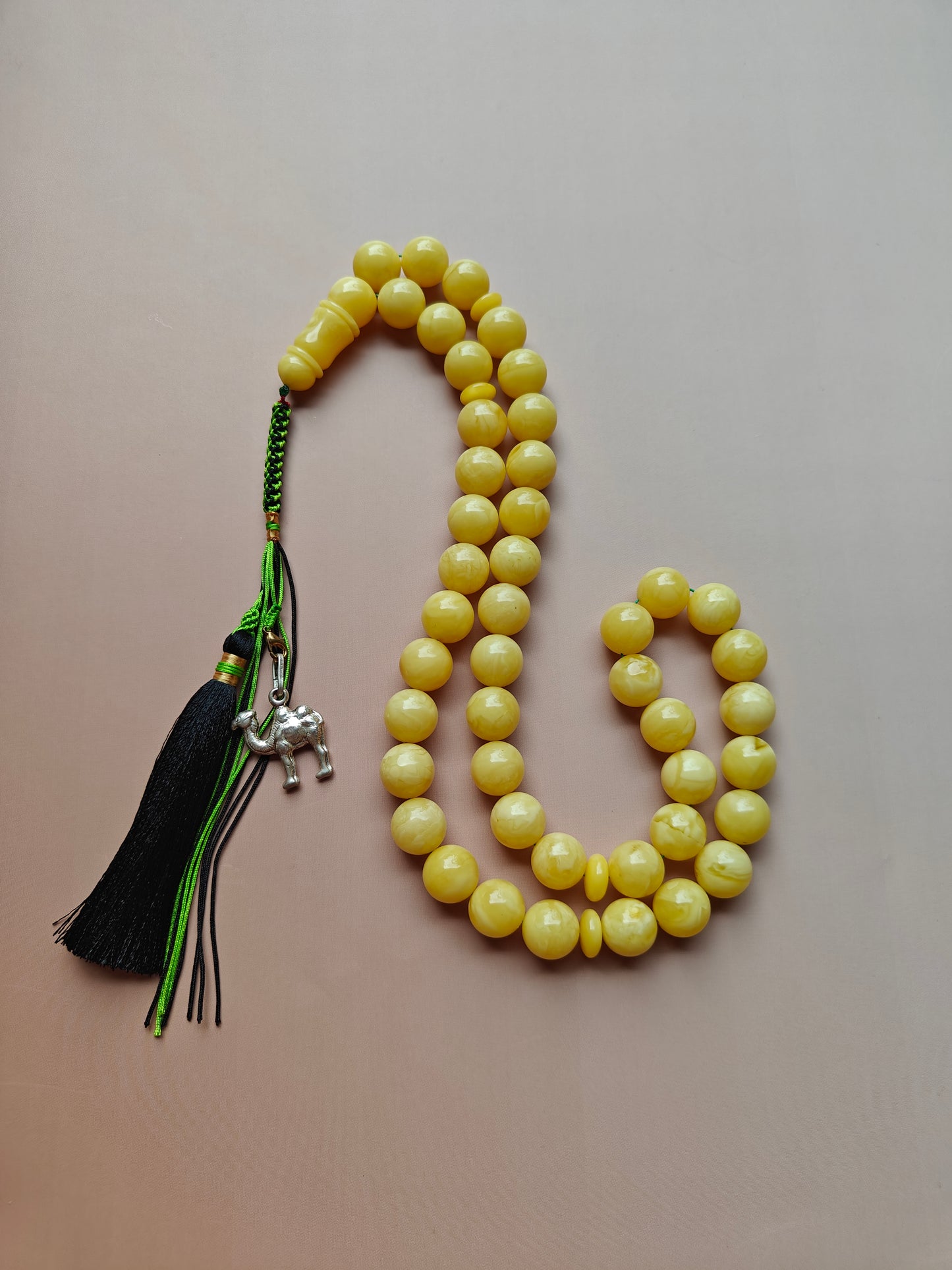 Natural Butterscotch Tiger Amber Rosary 45 Beads 13.5 mm