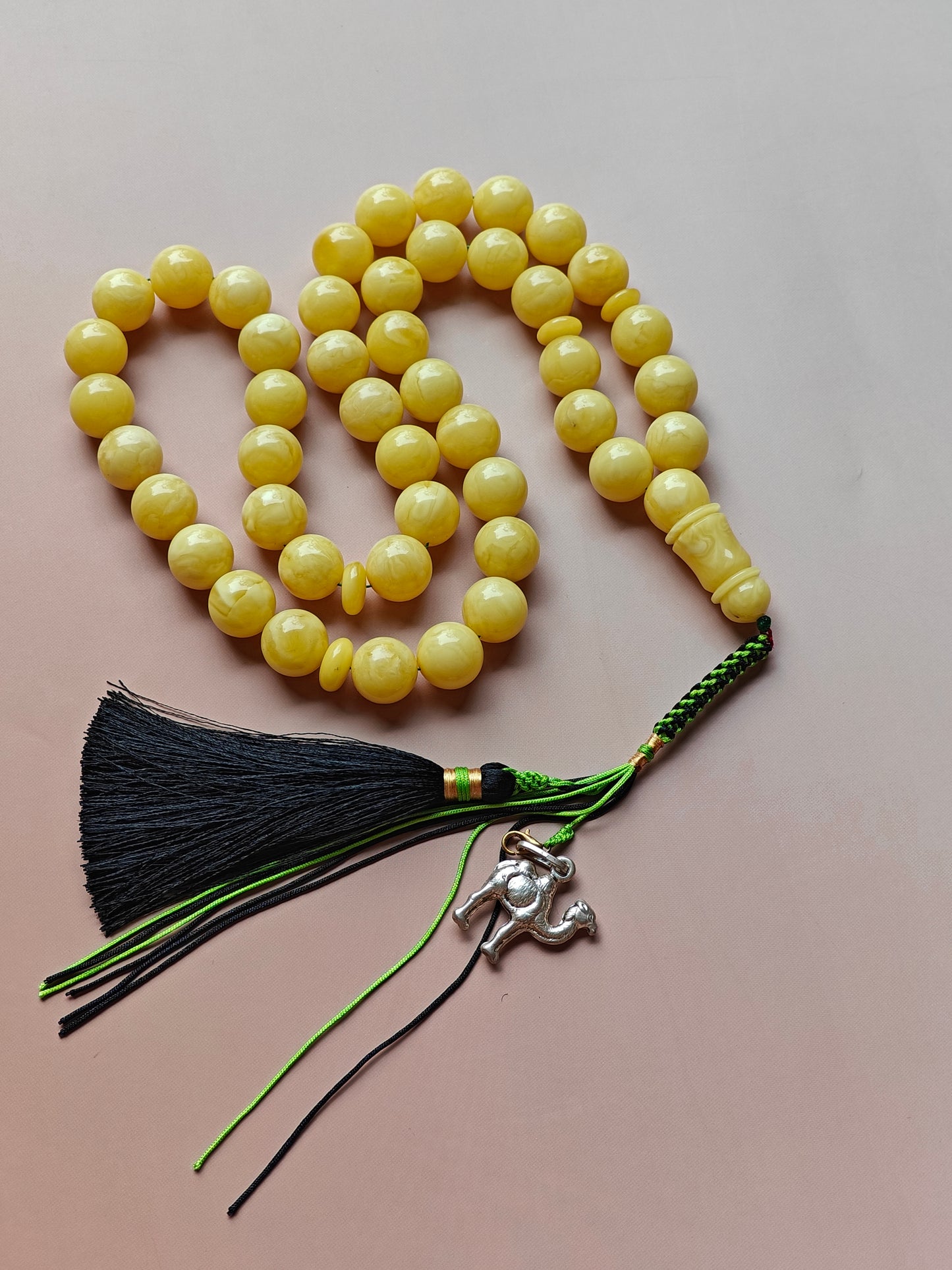 Natural Butterscotch Tiger Amber Rosary 45 Beads 13.5 mm