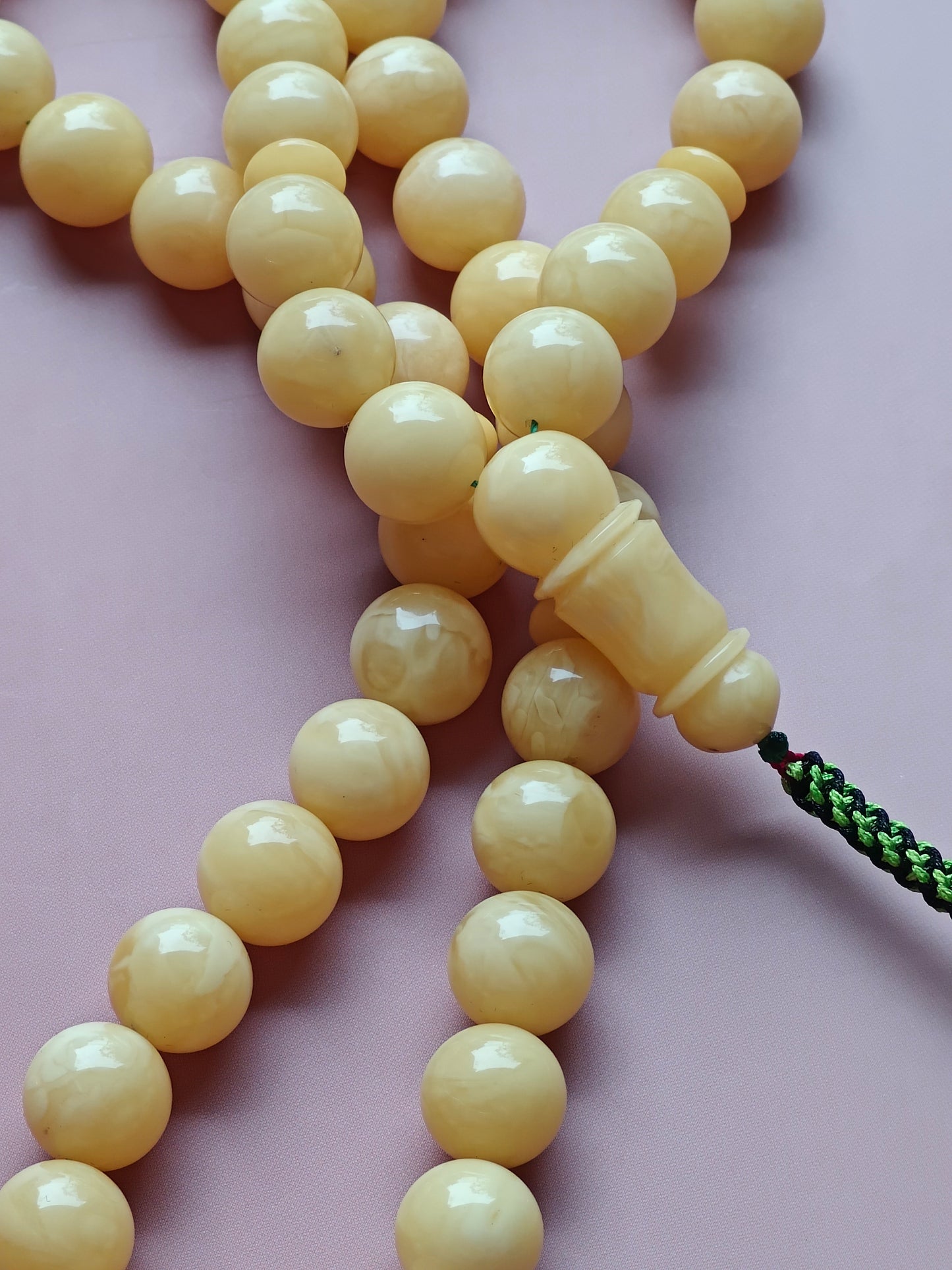 Natural Butterscotch Tiger Amber Rosary 45 Beads 13.5 mm