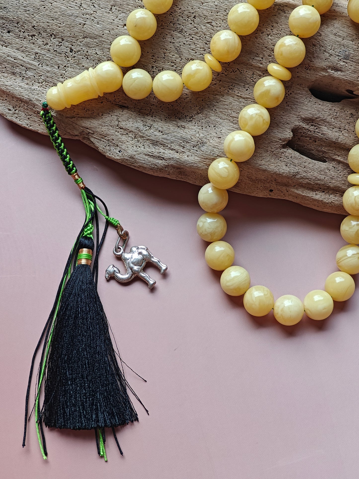 Natural Butterscotch Tiger Amber Rosary 45 Beads 13.5 mm