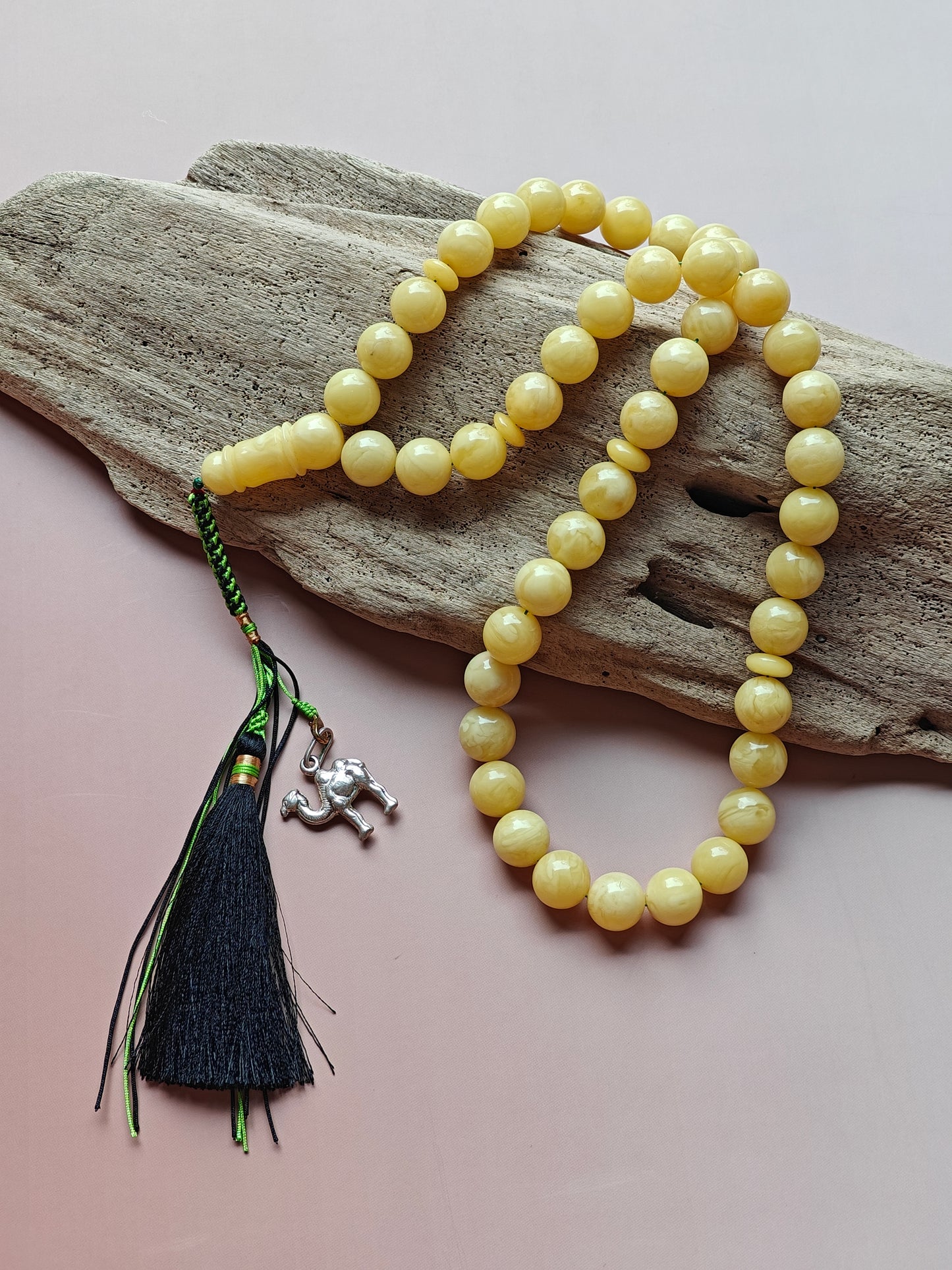 Natural Butterscotch Tiger Amber Rosary 45 Beads 13.5 mm