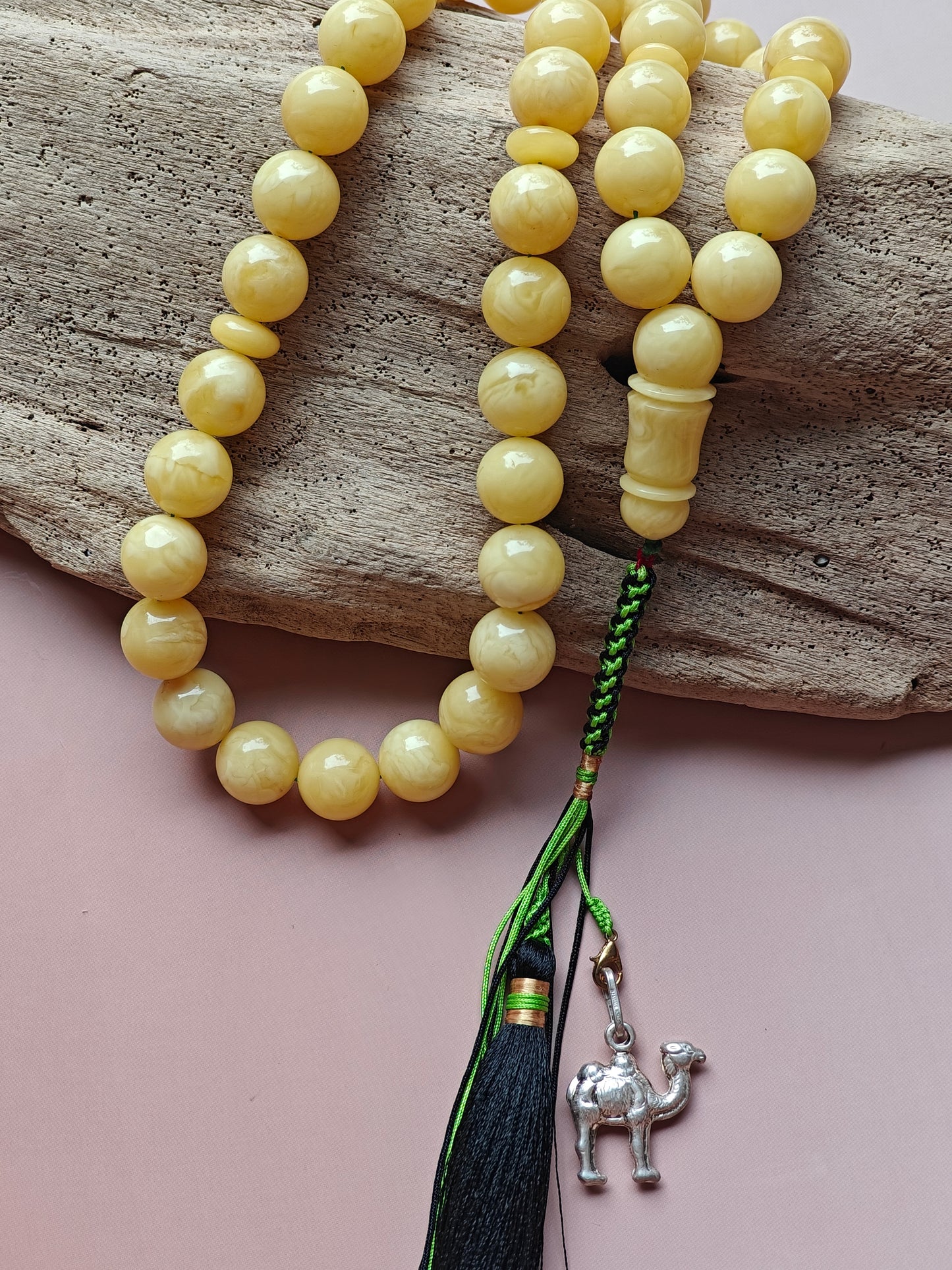 Natural Butterscotch Tiger Amber Rosary 45 Beads 13.5 mm