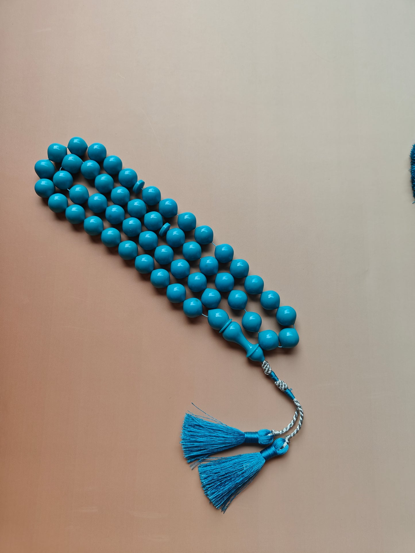 Turquoise Blue Bakelite 49 Beads + Smaller 7 Beads Rosary Spare