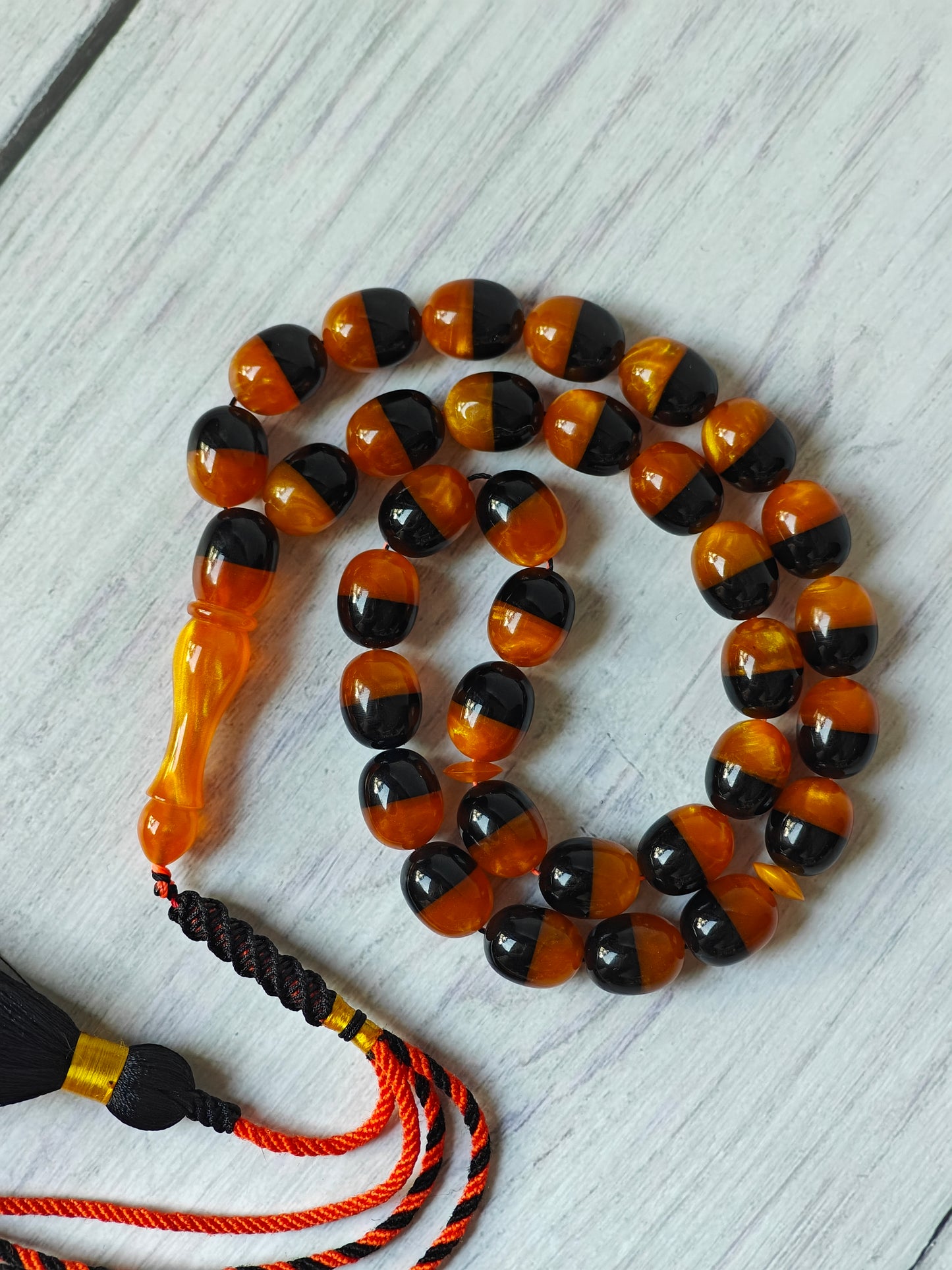 Dual Color Catalin Bakelite Rosary 33 Beads