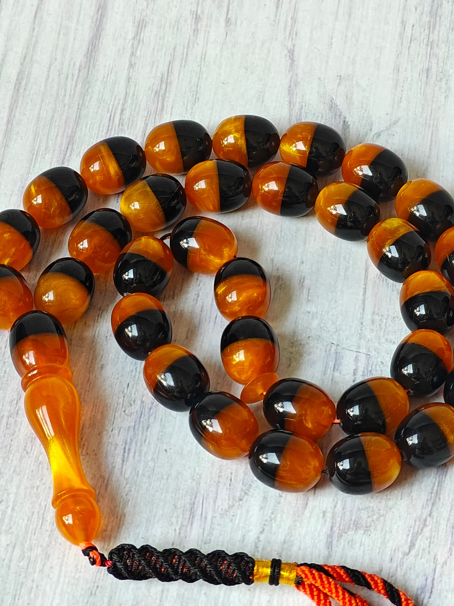 Dual Color Catalin Bakelite Rosary 33 Beads