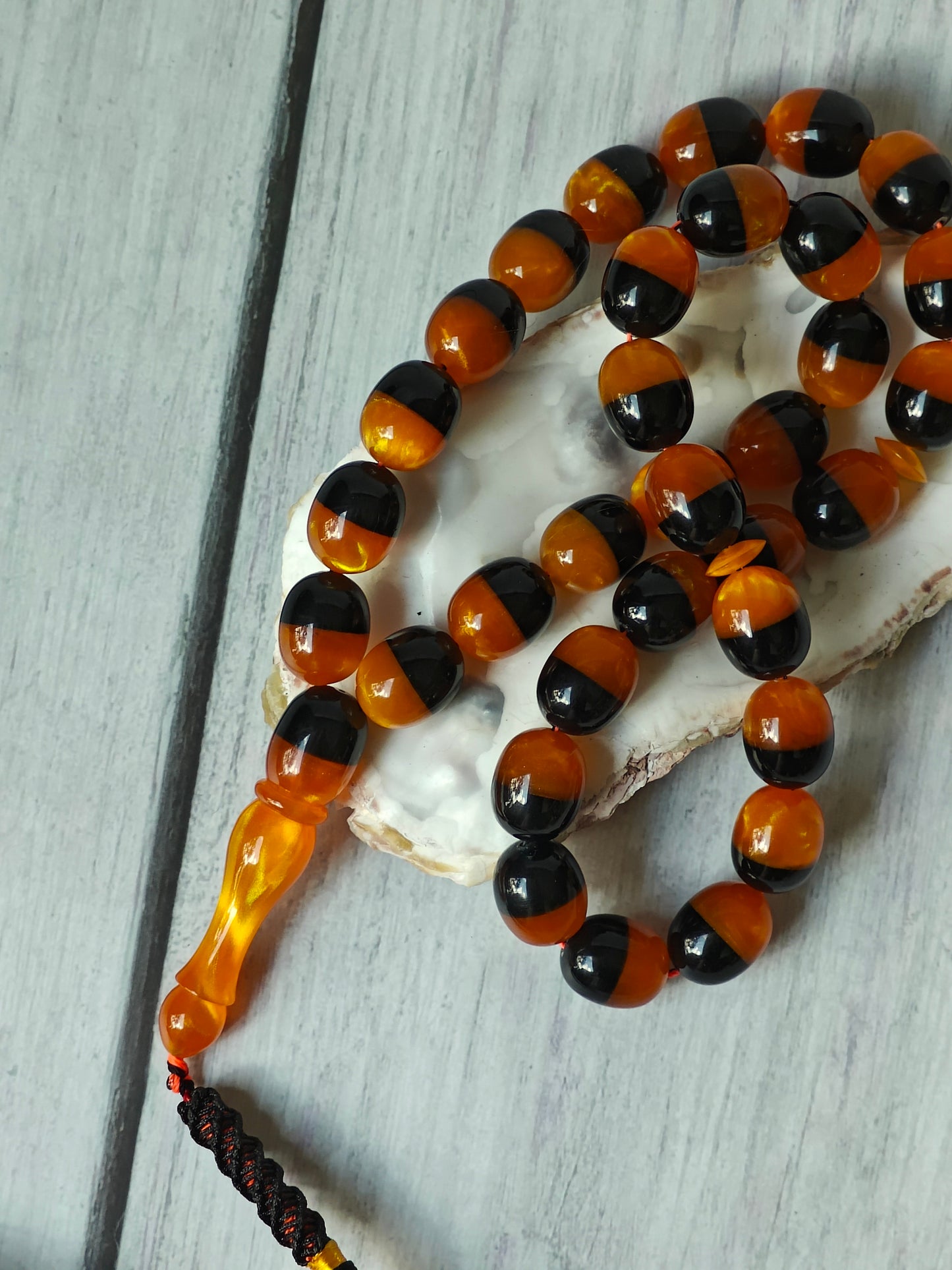 Dual Color Catalin Bakelite Rosary 33 Beads