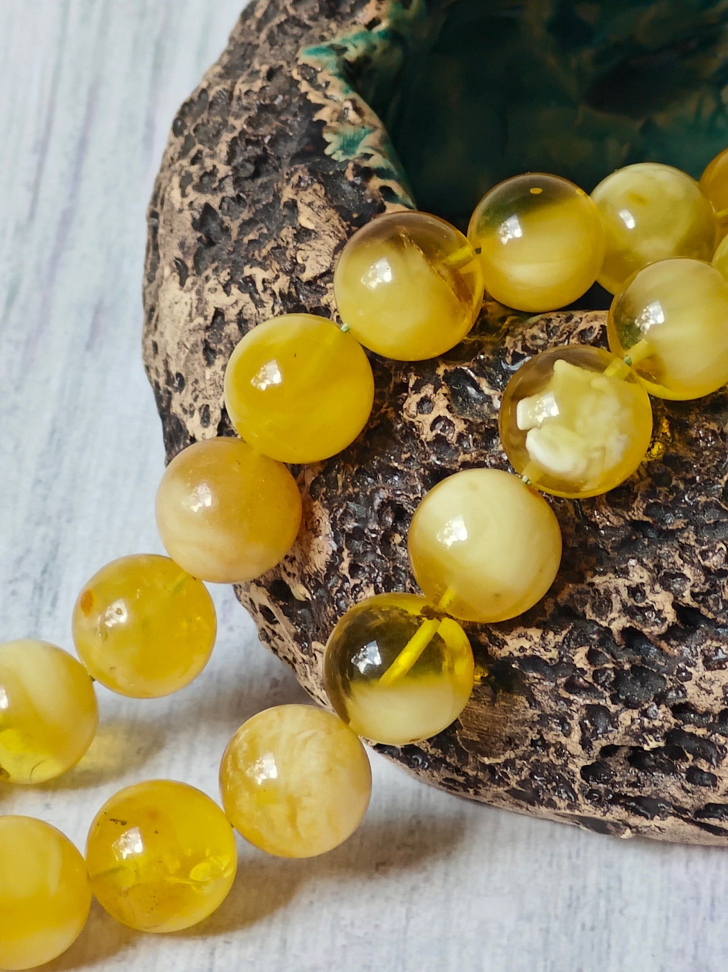 Large Natural Amber Tasbih with Multiple Color Patterns 82g 55 Beads