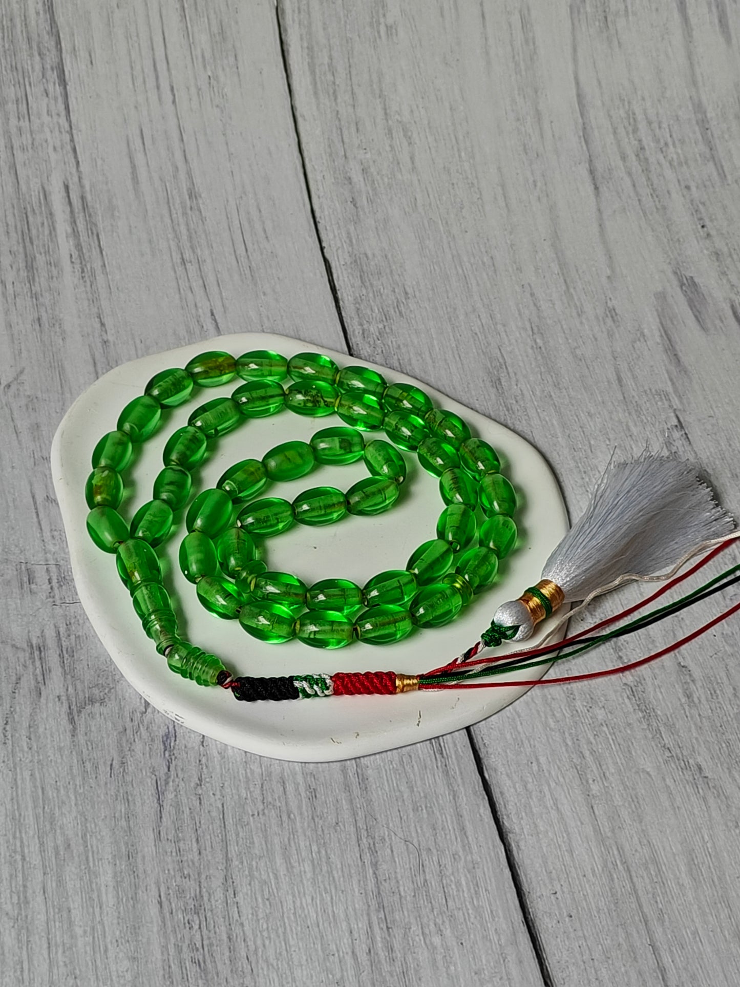 Pocket Size 7-Up Green American Bakelite Rosary 45 Beads