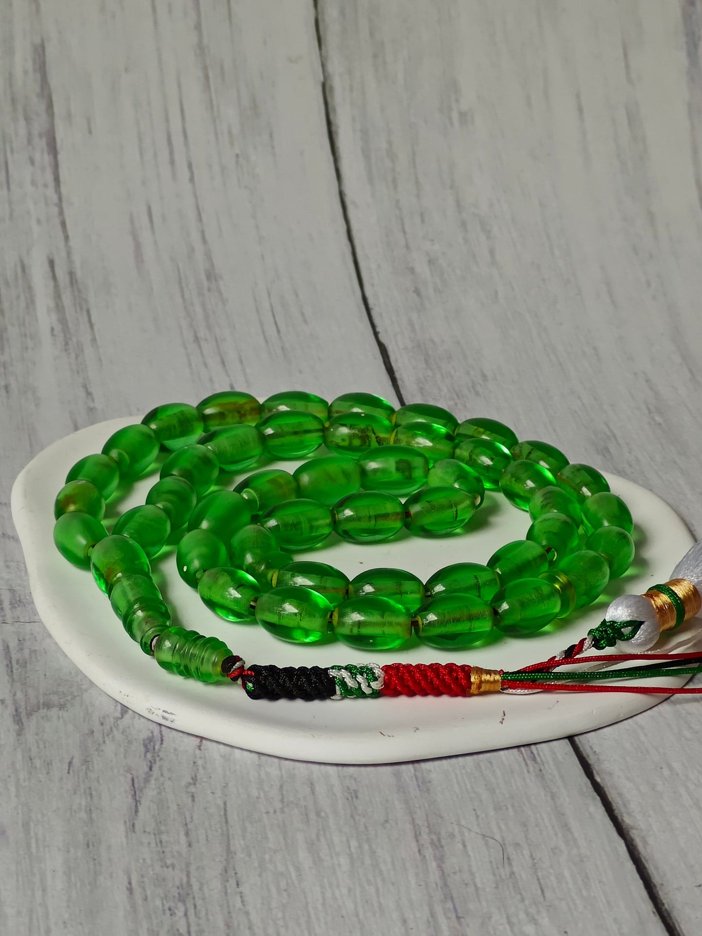 Pocket Size 7-Up Green American Bakelite Rosary 45 Beads