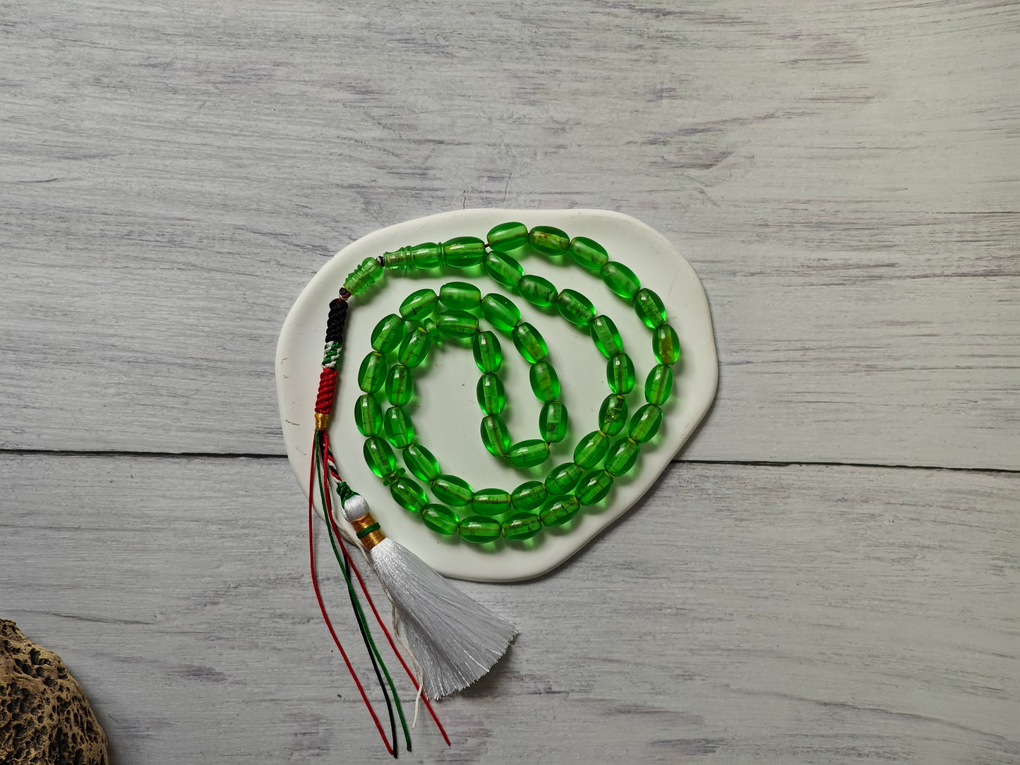 Pocket Size 7-Up Green American Bakelite Rosary 45 Beads