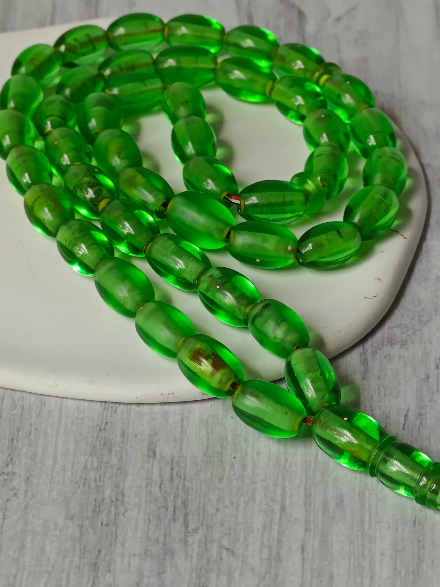 Pocket Size 7-Up Green American Bakelite Rosary 45 Beads