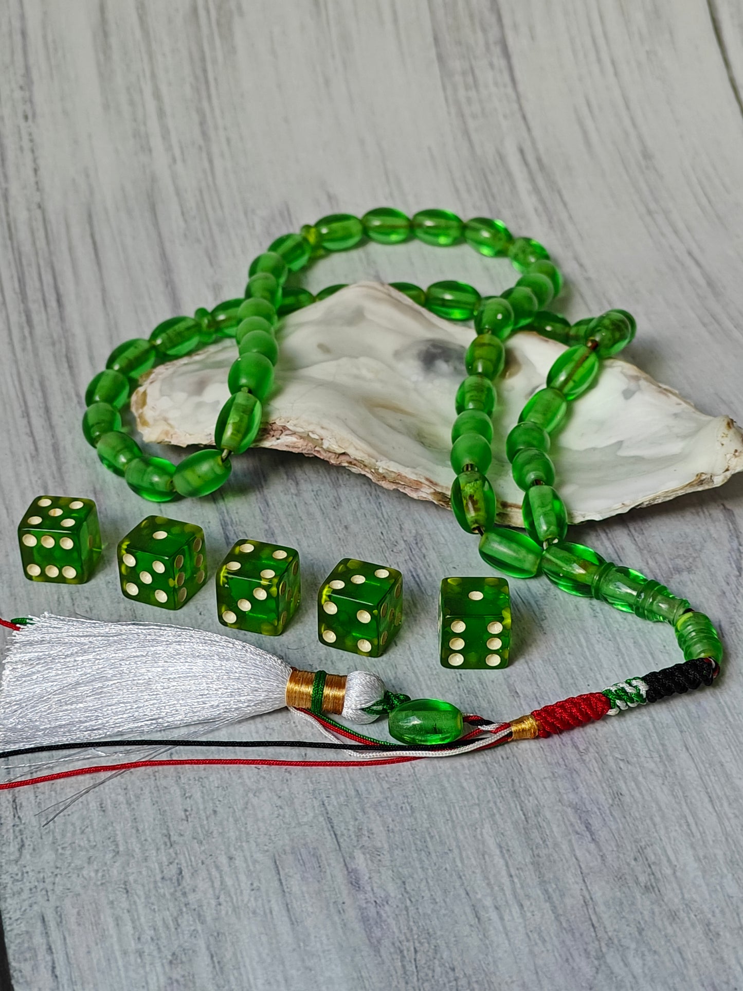 Pocket Size 7-Up Green American Bakelite Rosary 45 Beads