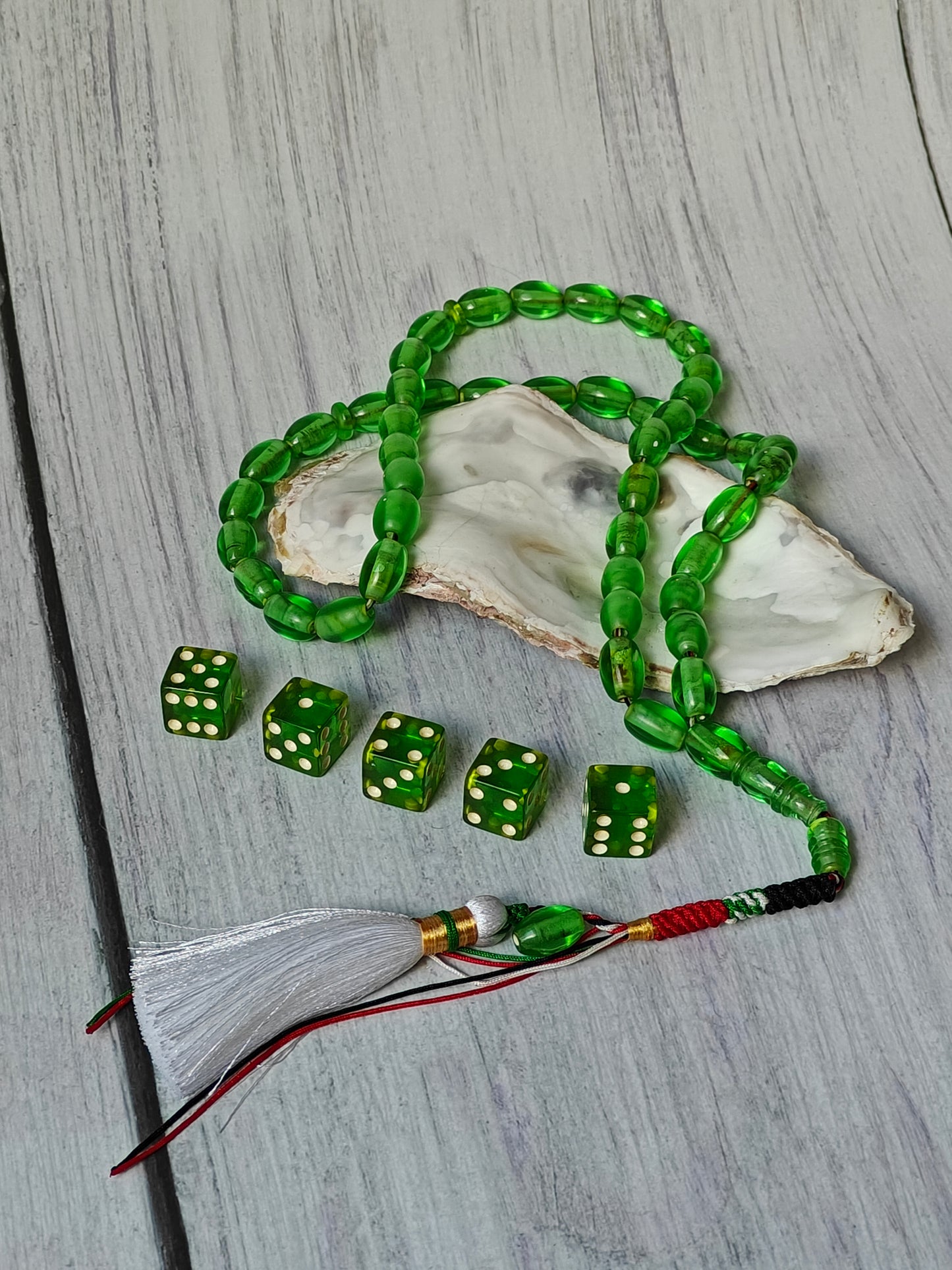 Pocket Size 7-Up Green American Bakelite Rosary 45 Beads