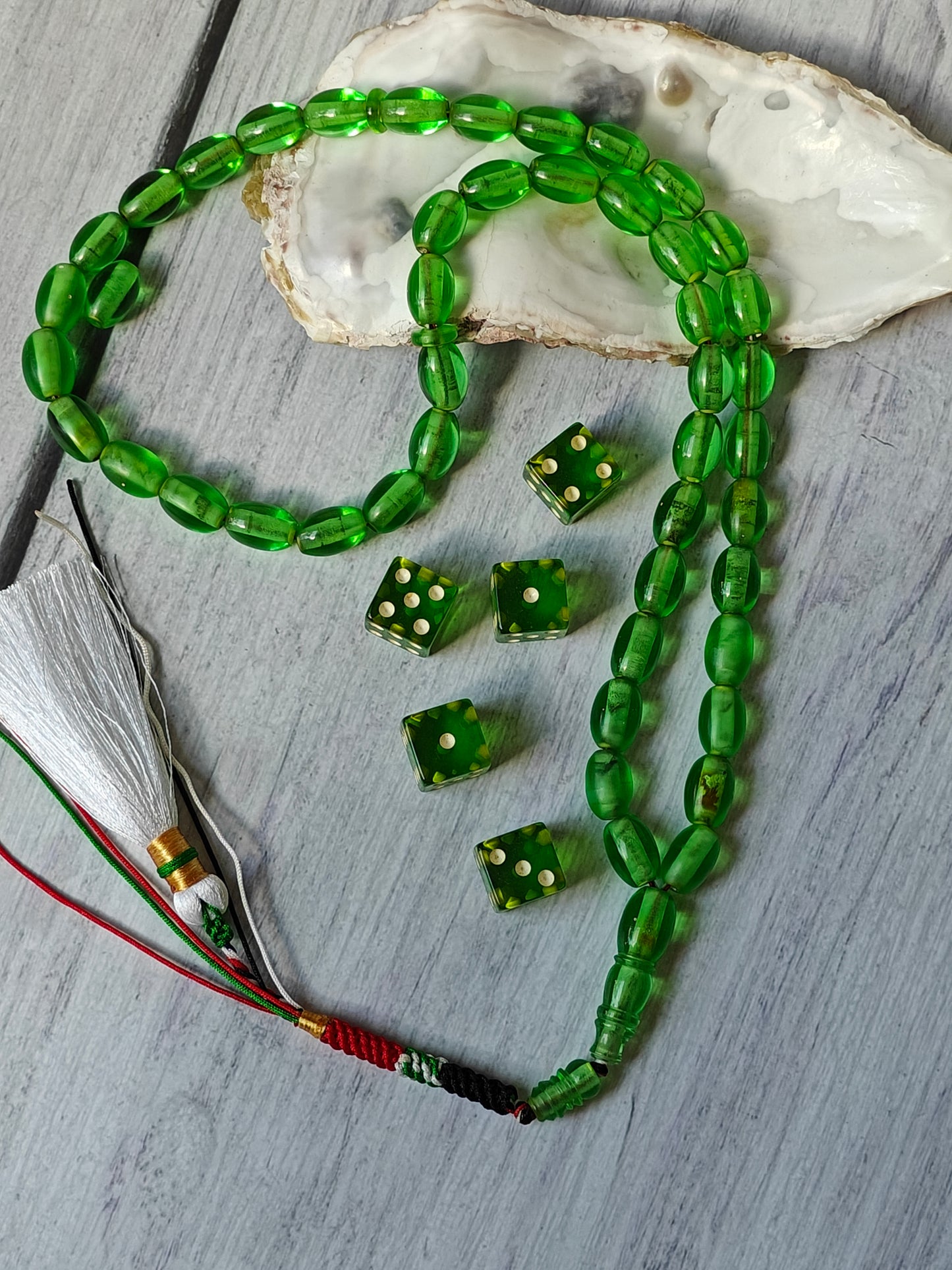 Pocket Size 7-Up Green American Bakelite Rosary 45 Beads