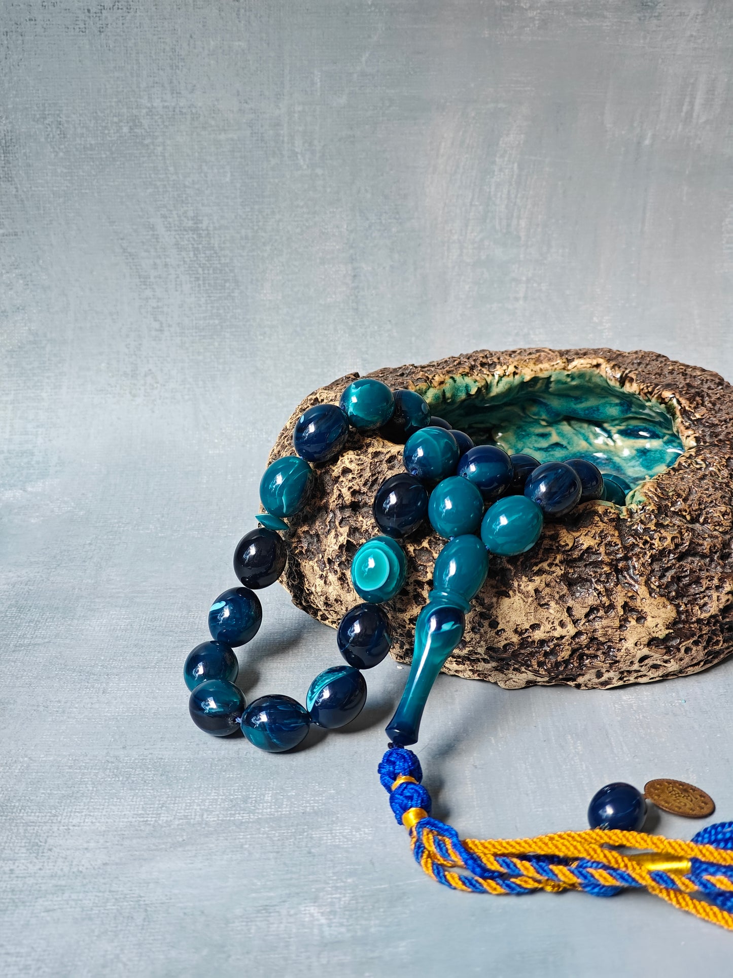 Olive Shaped Blue Moon Bakelite Tasbih 33 Beads Newly Crafted