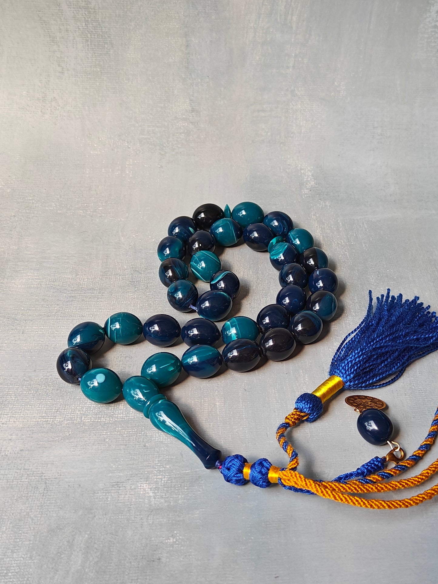 Olive Shaped Blue Moon Bakelite Tasbih 33 Beads Newly Crafted