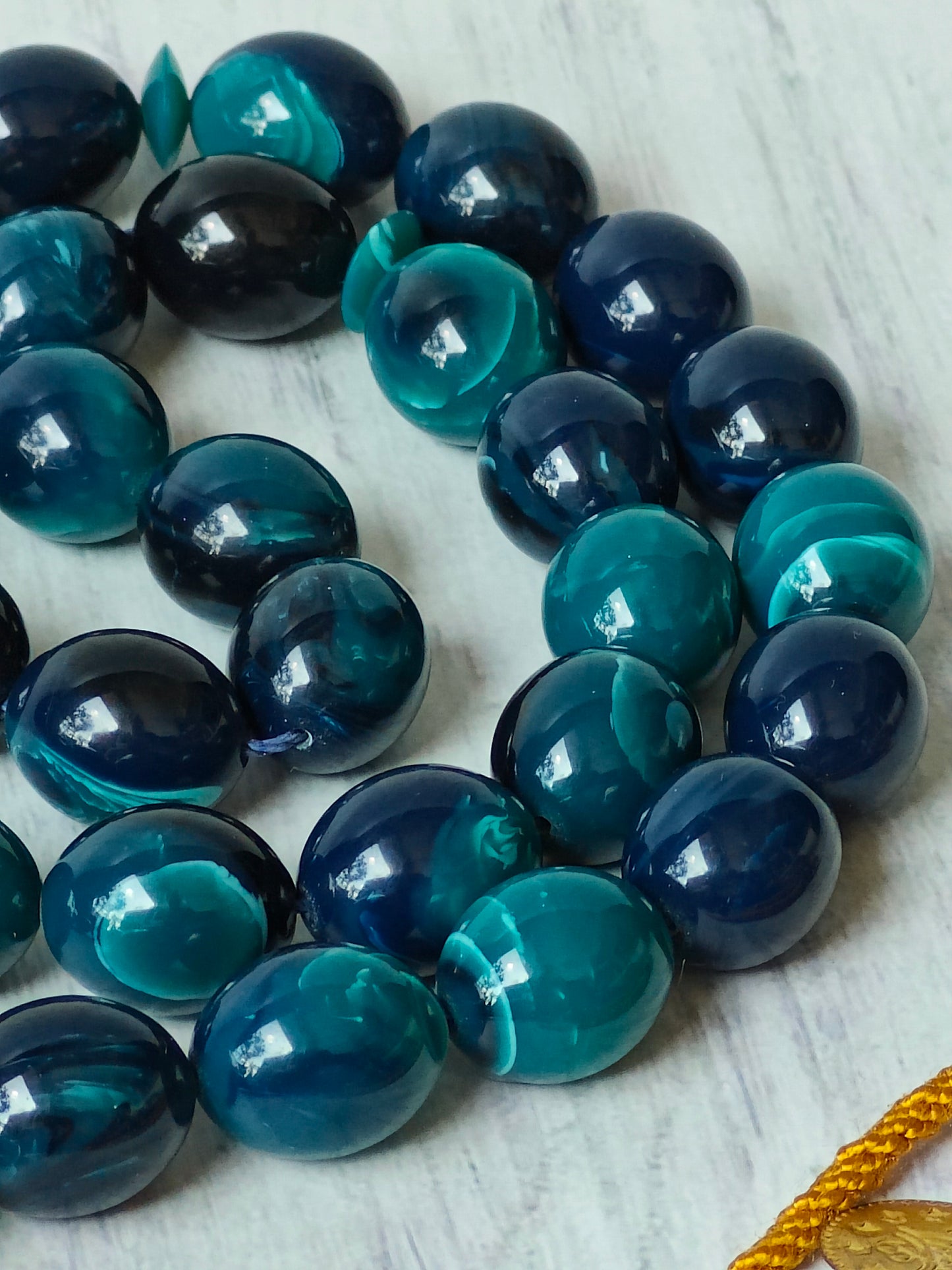 Olive Shaped Blue Moon Bakelite Tasbih 33 Beads Newly Crafted