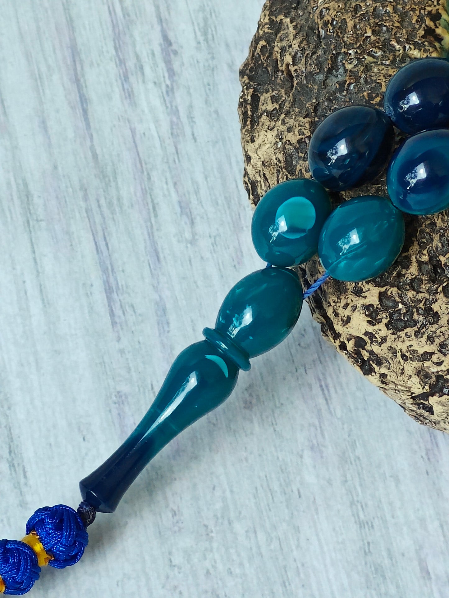 Olive Shaped Blue Moon Bakelite Tasbih 33 Beads Newly Crafted