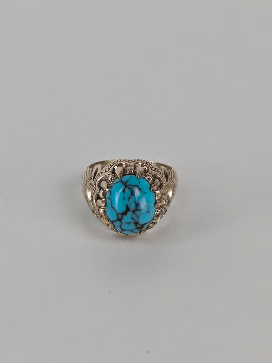 Natural Persian Turquoise Ring in Silver 925