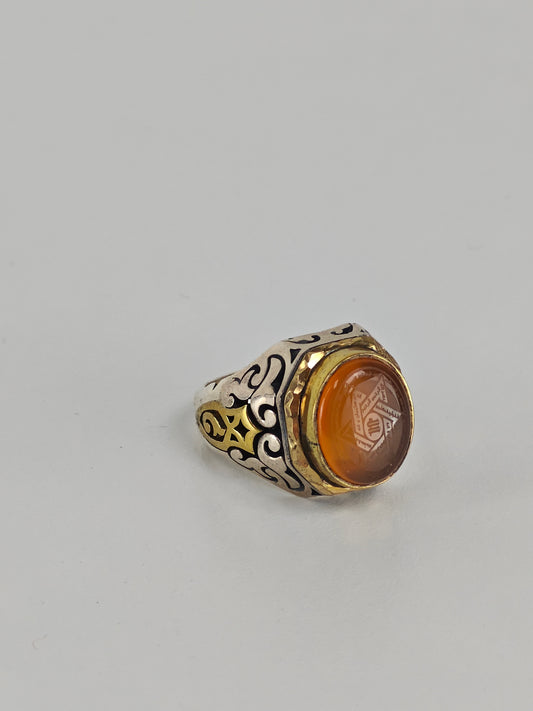 Natural Yemeni Agate Ring in Silver 925