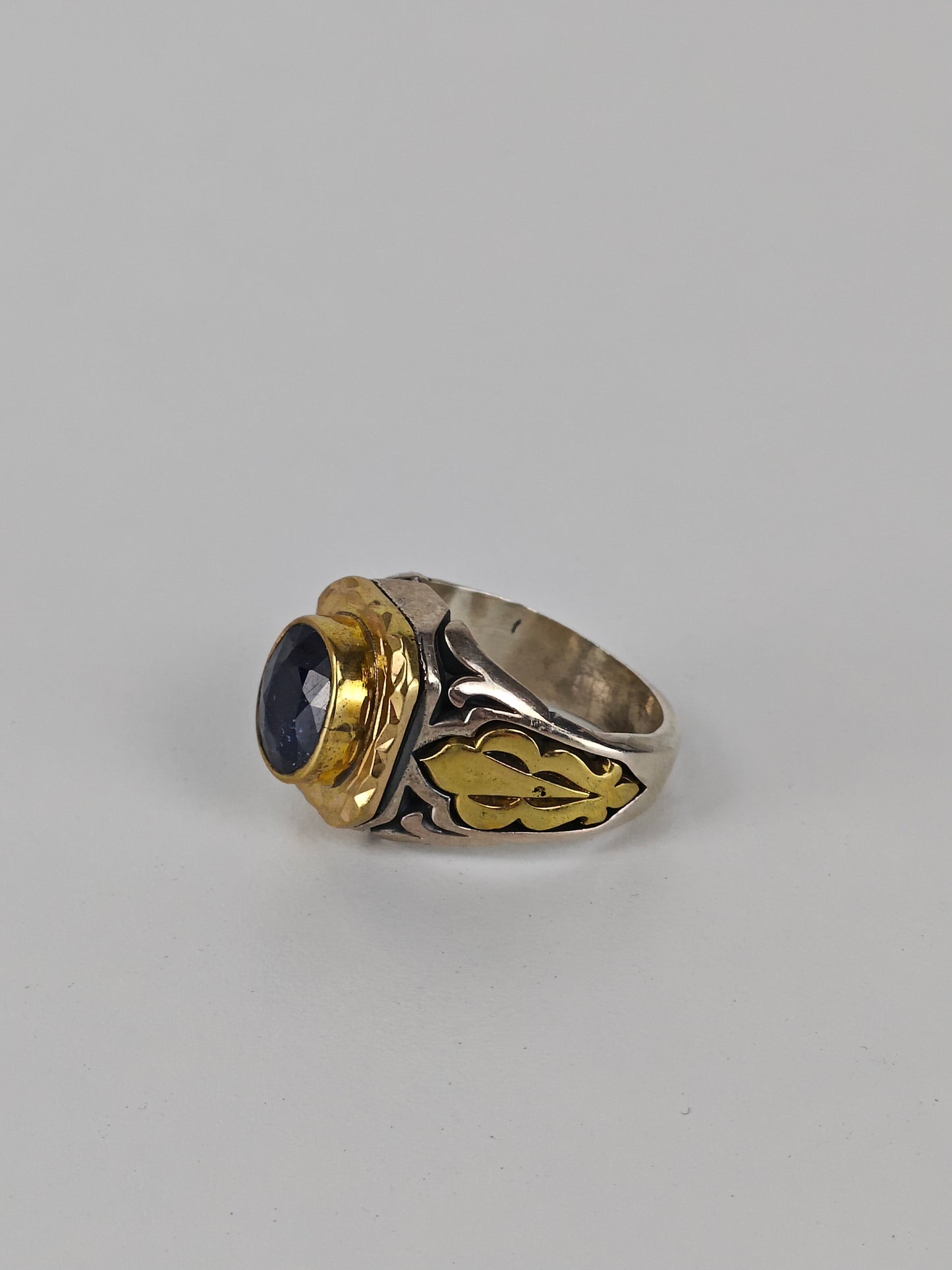 Natural Dark Sapphire Ring in Silver 925