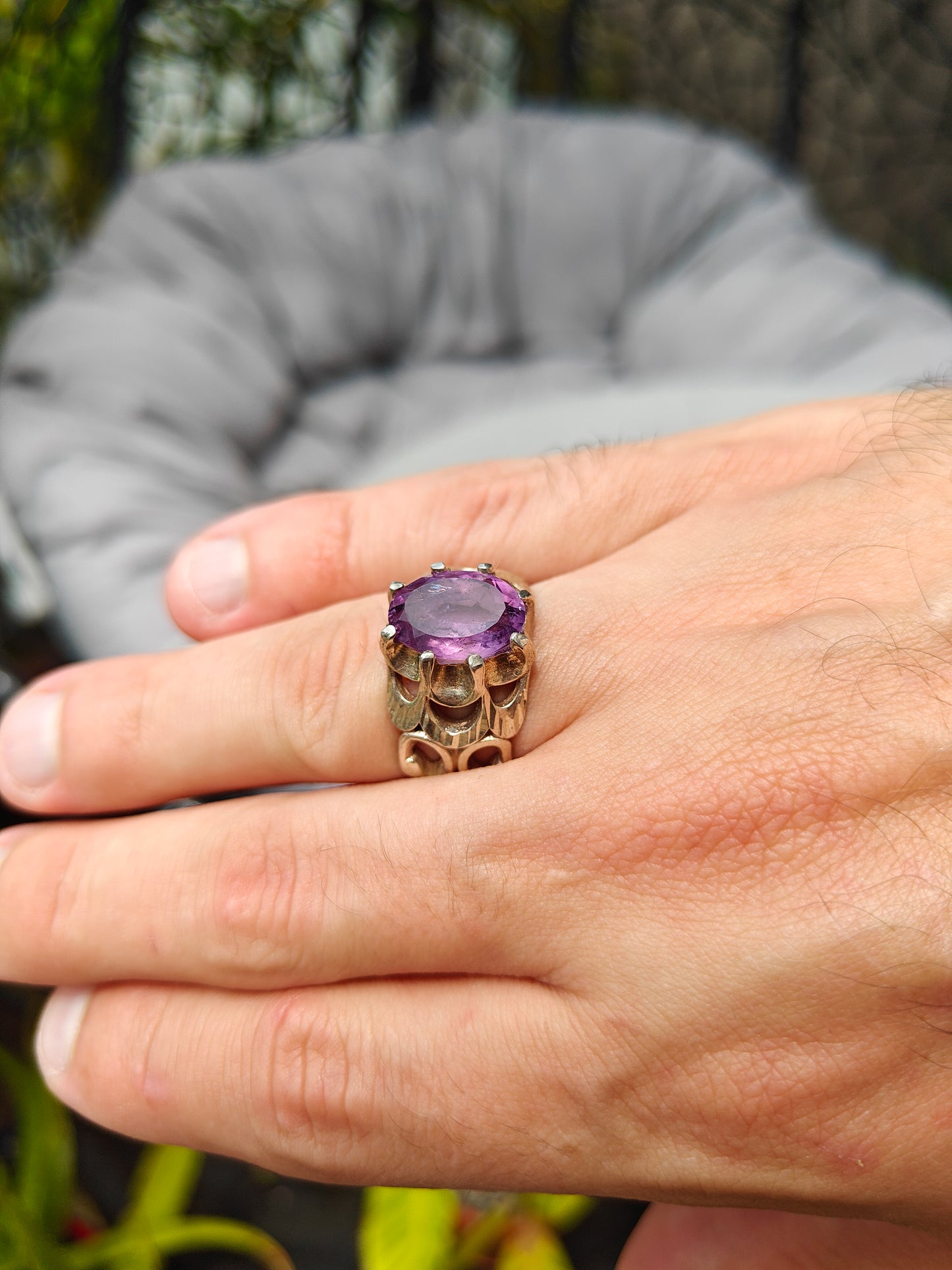 Natural Amethyst Ring in Silver 925