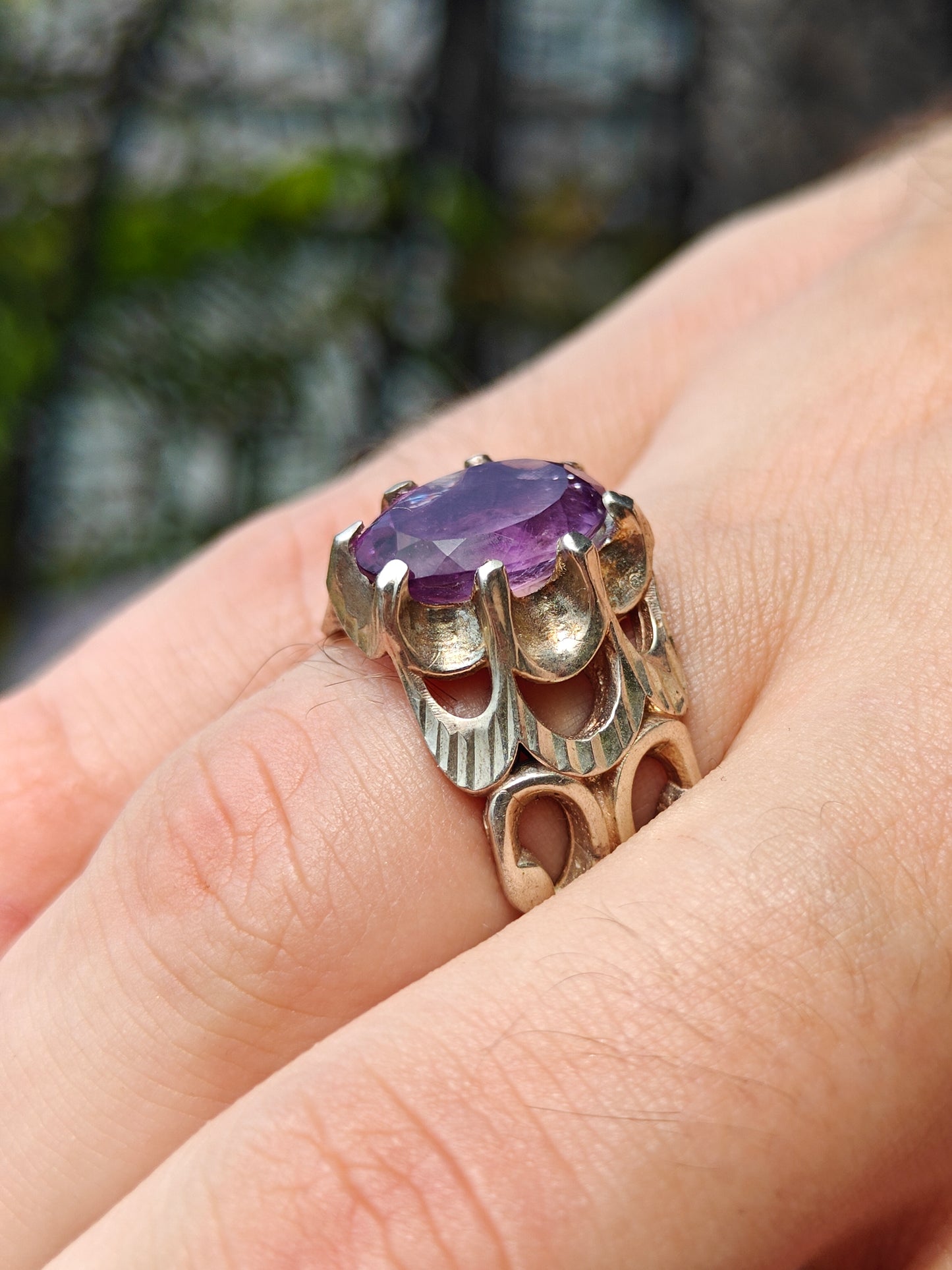 Natural Amethyst Ring in Silver 925