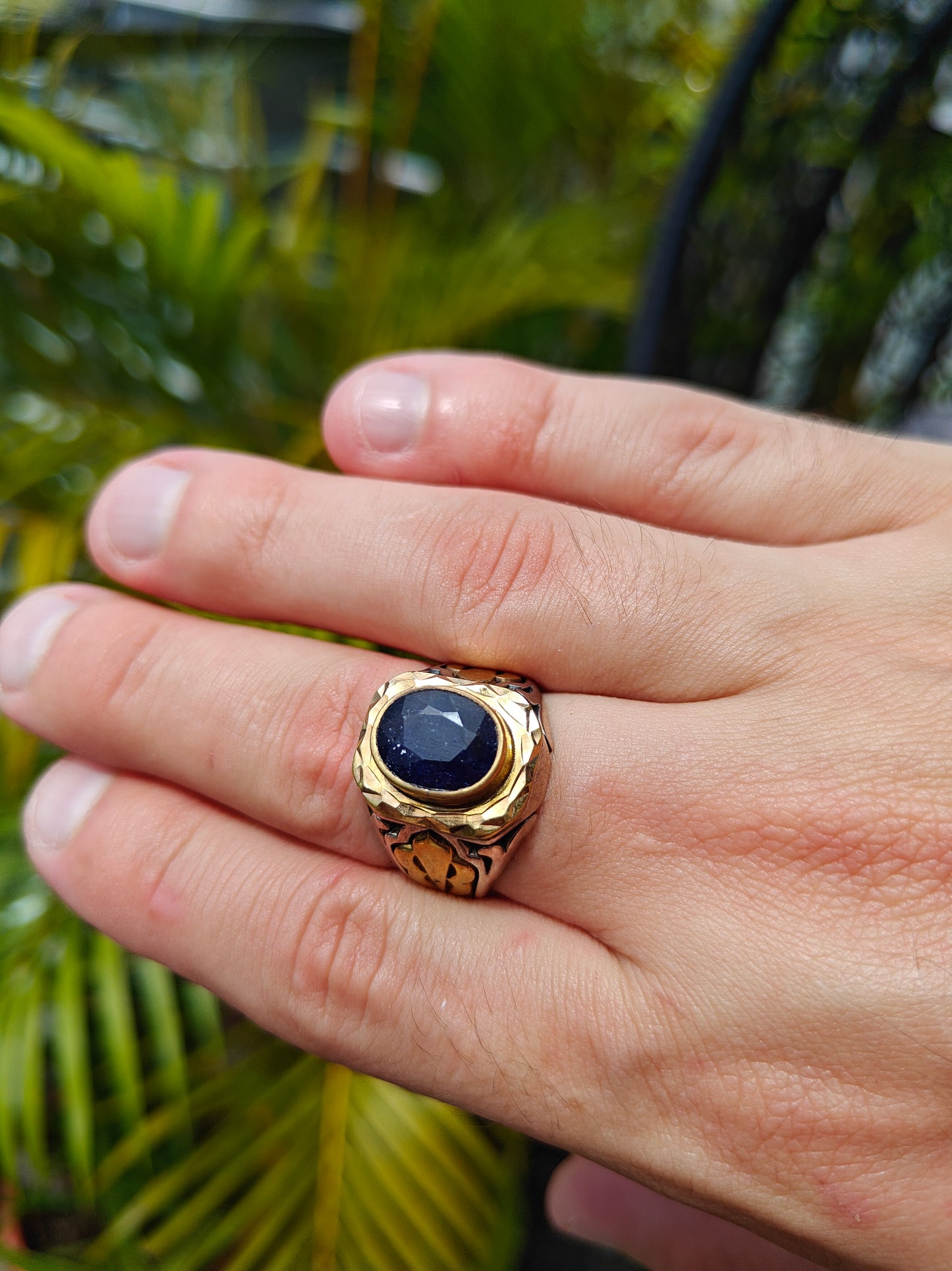Natural Dark Sapphire Ring in Silver 925
