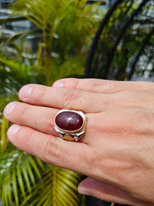 Natural Yemeni Agate Ring in Silver 925