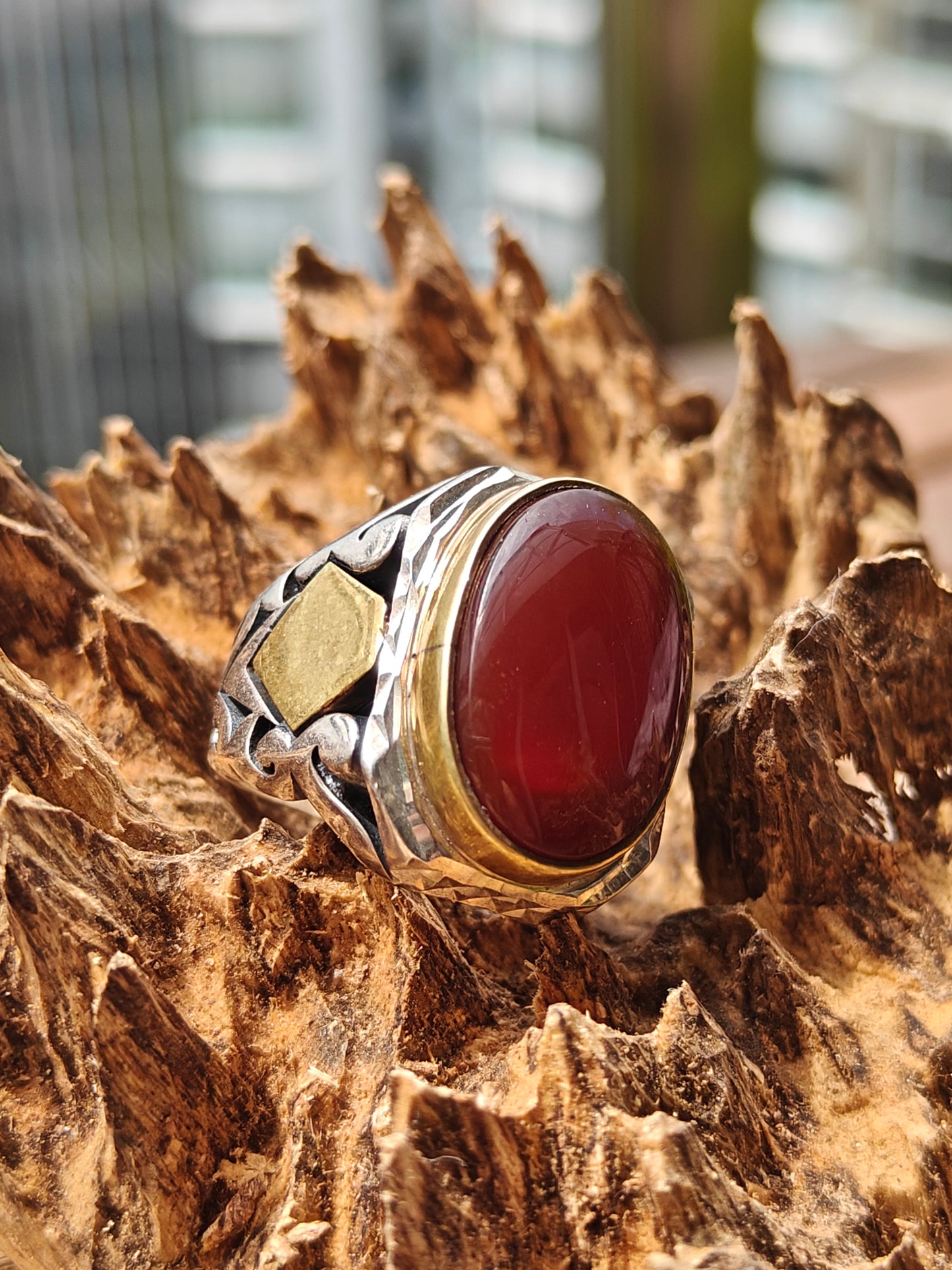 Natural Yemeni Agate Ring in Silver 925