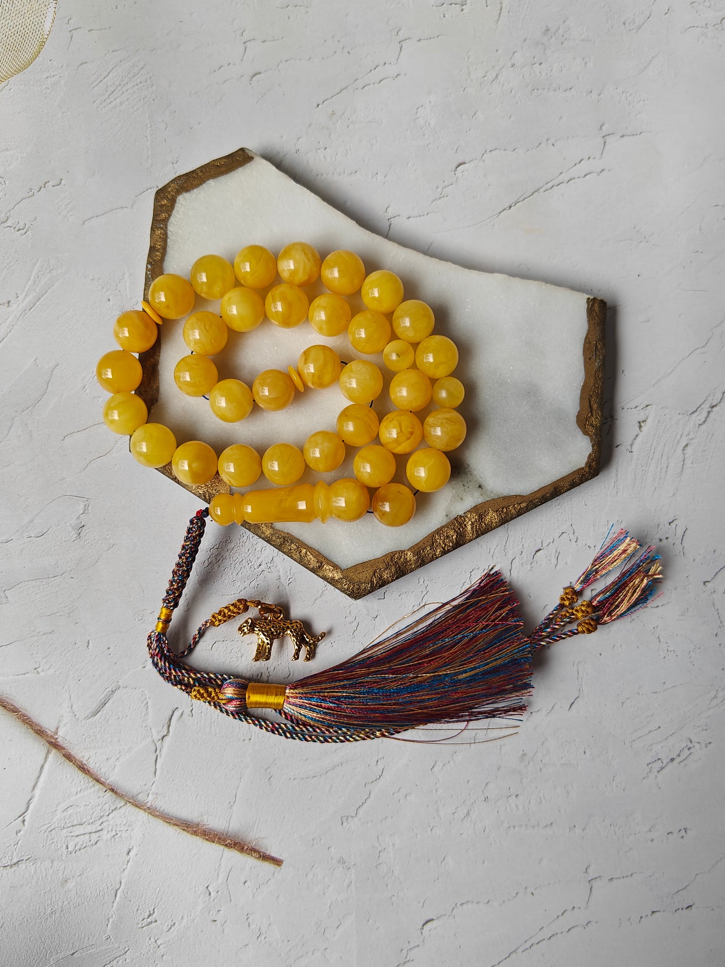 Natural Butterscotch Amber Rosary 33 Beads